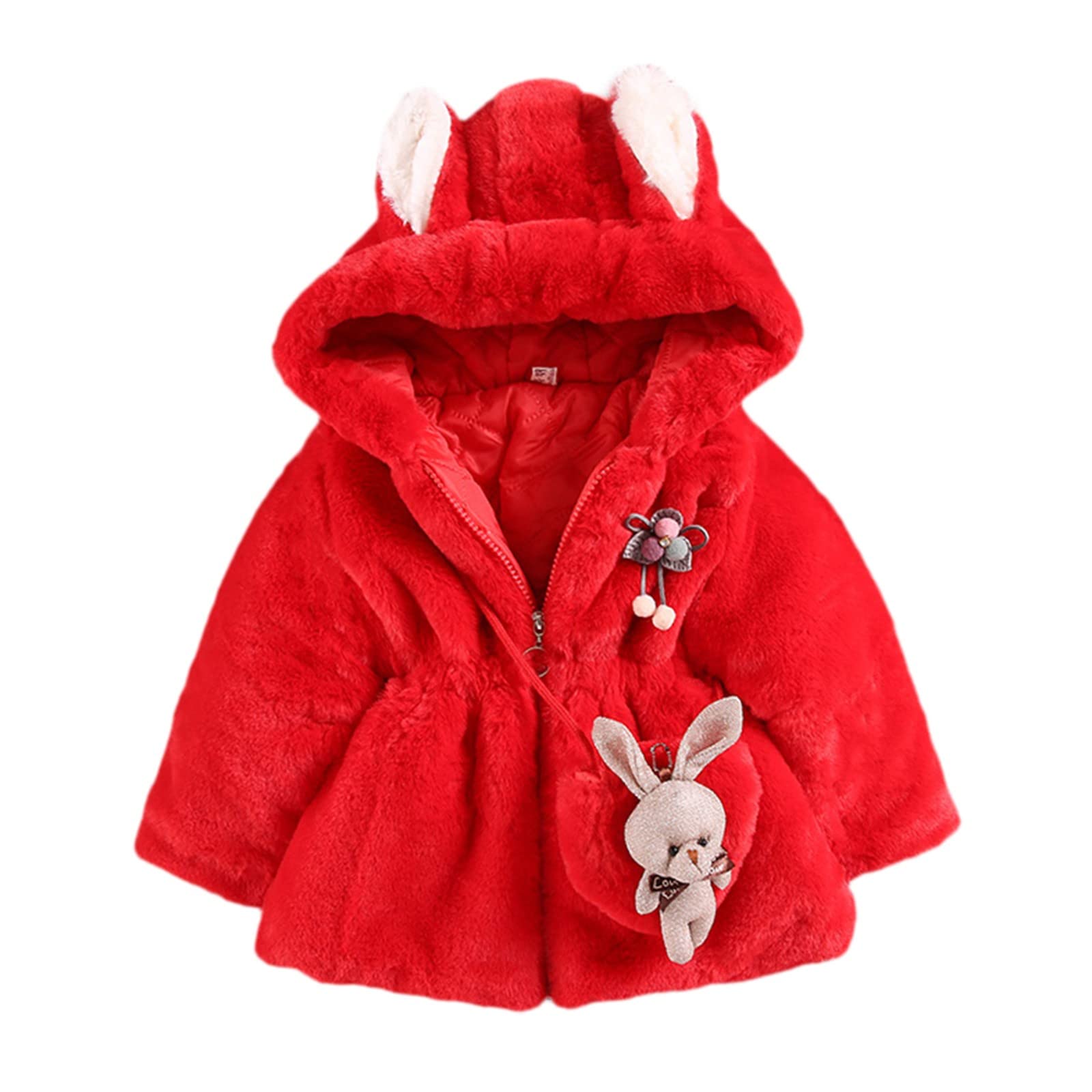 Kids Winter Hooded Jacket with Zip - Warm Cartoon Coat for Girls | Long Sleeve Cozy Outerwear with Free Bag | Perfect for School, Playdates & Outdoor Activities