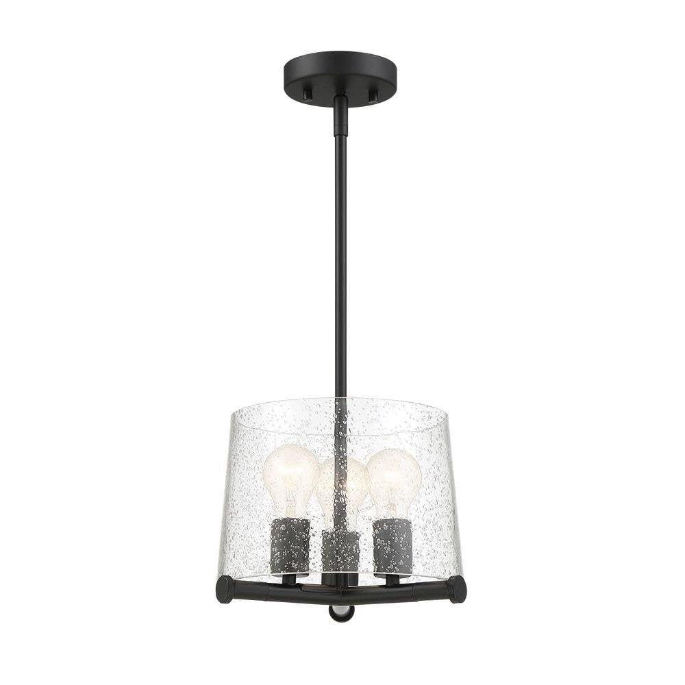 Designers Fountain 95831-MB Matteson 3-Light Pendant Light Fixture - Matte Black Finish with Clear Seedy Glass Shades - Perfect for Kitchen Island, Dining Room, or Entryway Lighting