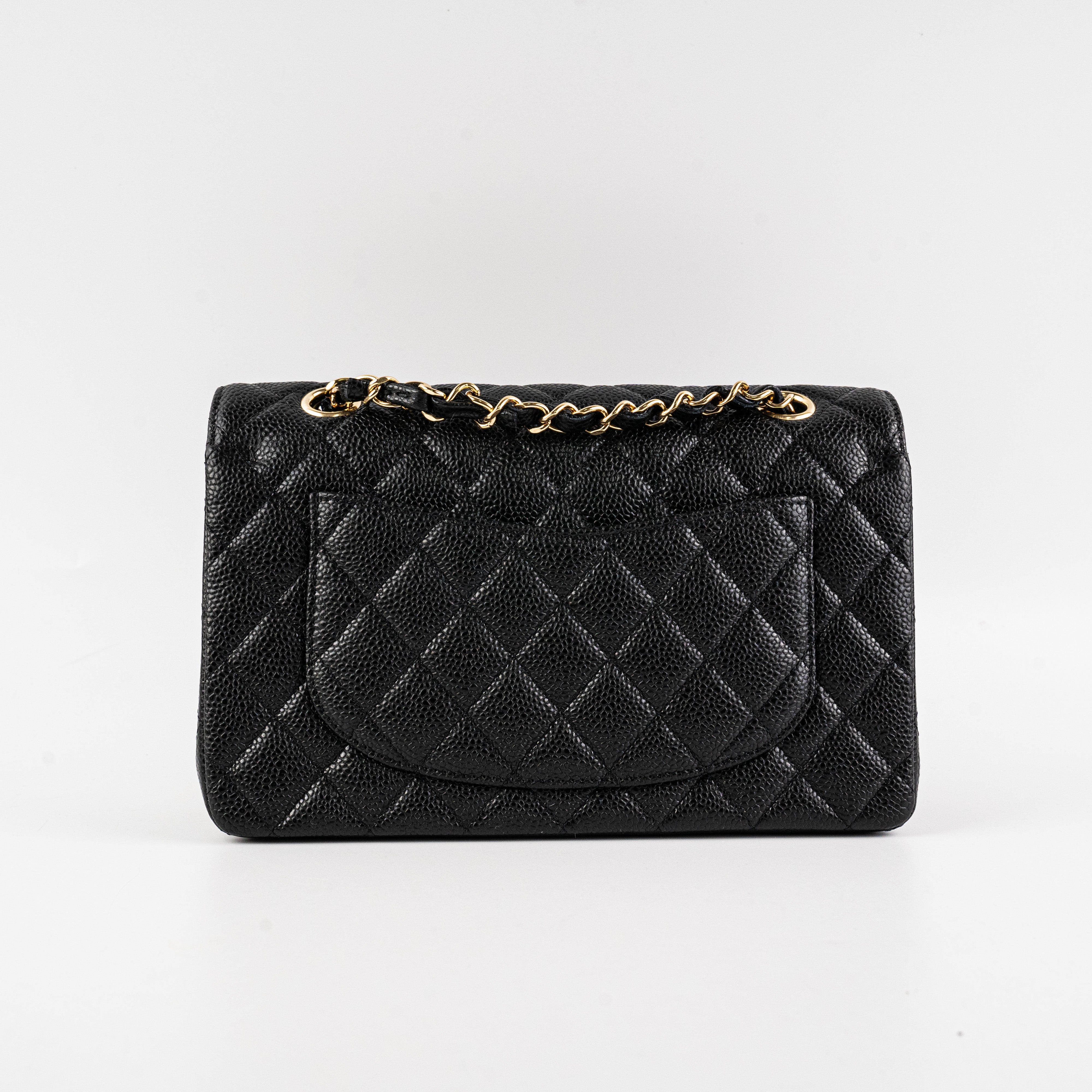 Chanel Caviar Small Double Classic Flap Bag Black with Microchip - Luxury Designer Handbag for Women, Perfect for Parties, Dating and Special Occasions