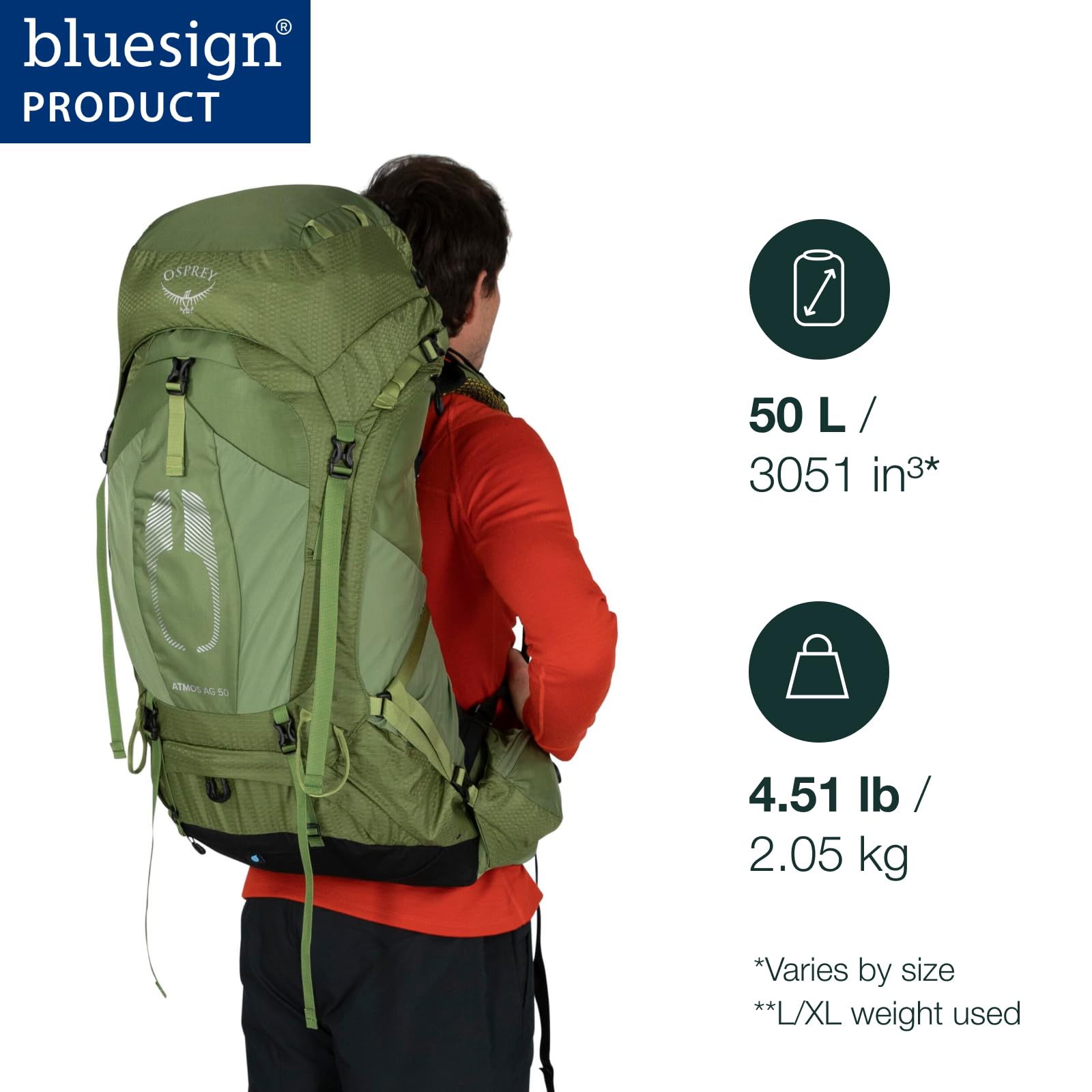 Osprey Atmos AG 50L Men's Hiking Backpack - Lightweight & Comfortable for Outdoor Adventures, Camping & Travel