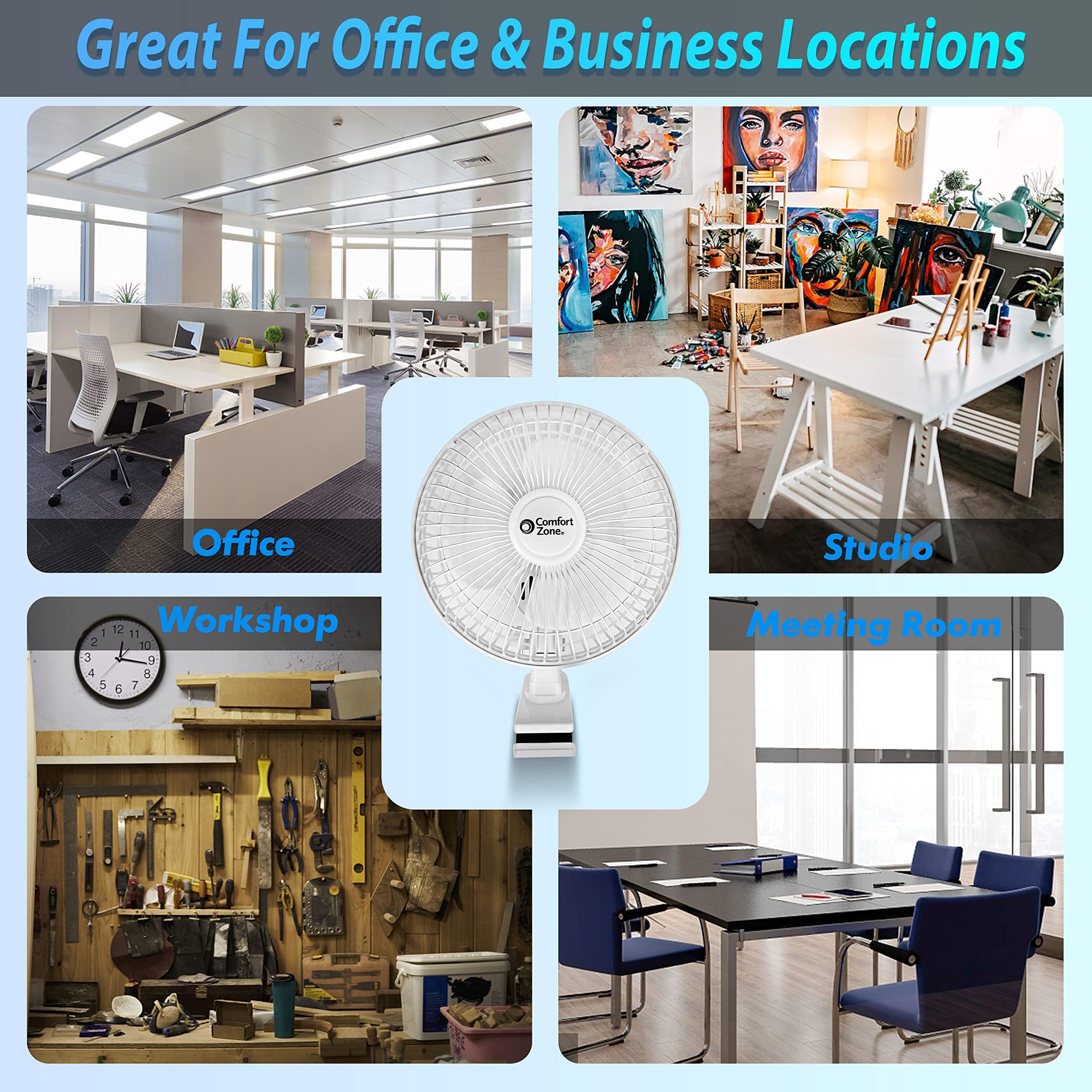6 Inch Portable Clip on Fan - Adjustable Tilt, Quiet 2-Speed Electric Mini Desk Fan for Home, Office, Dorm | 6.53 ft/sec Airflow | Perfect for Bedroom Cooling, Workspace Ventilation & Personal Air Circulation