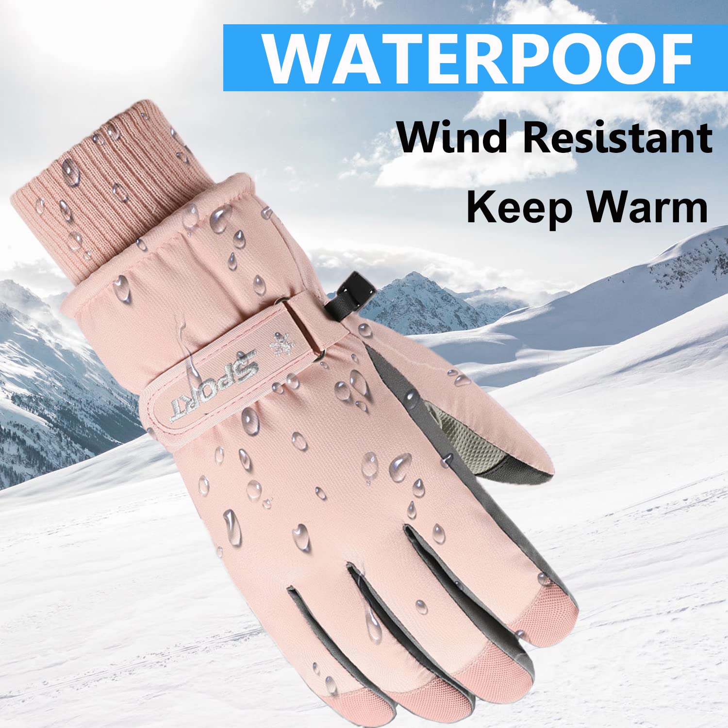 Beurlike Women's Waterproof Winter Gloves - Touchscreen Ski & Snowboard Gloves for Cold Weather - Warm Driving Gloves for Outdoor Activities, Hiking, and Winter Sports