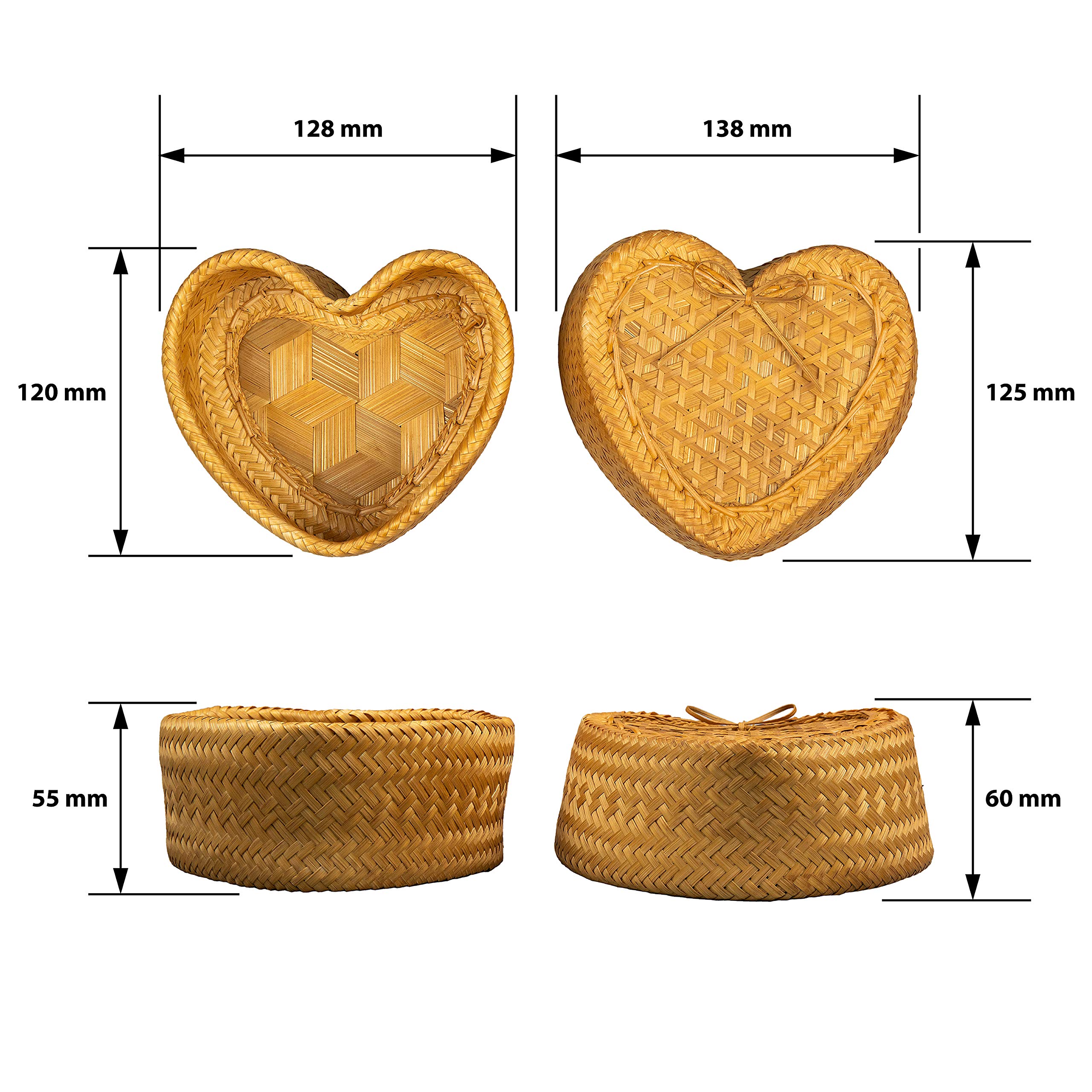 Thai Kra-tip Sticky Rice Bamboo Steamer Basket - 4 Inch Handmade Heart Shape Cookware for Home & Restaurant Use | Perfect for Cooking, Serving, and Collecting Traditional Asian Kitchenware