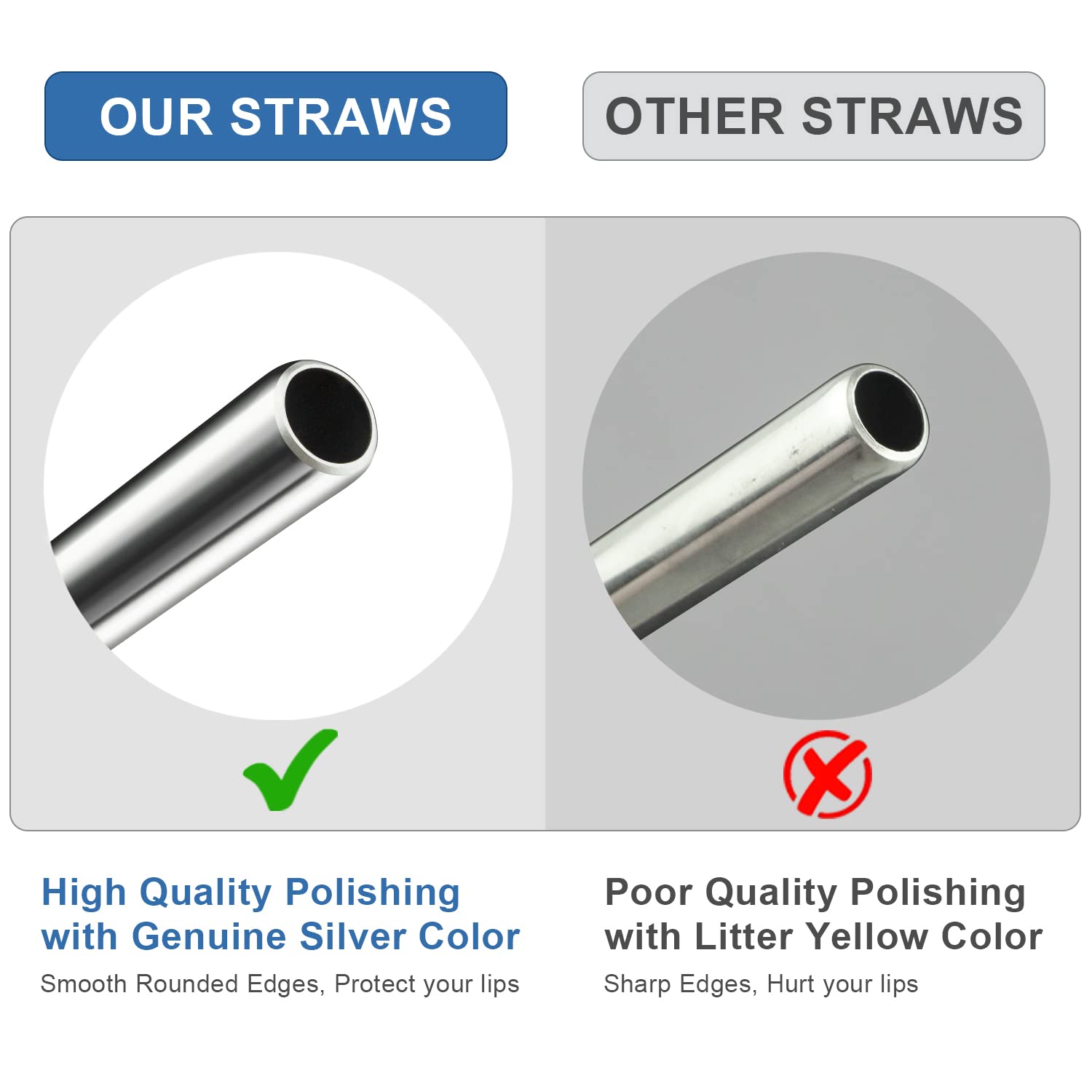 Stainless Steel Straws for Stanley Tumbler - 6 Pack with Brush | Travel & Outdoor Use