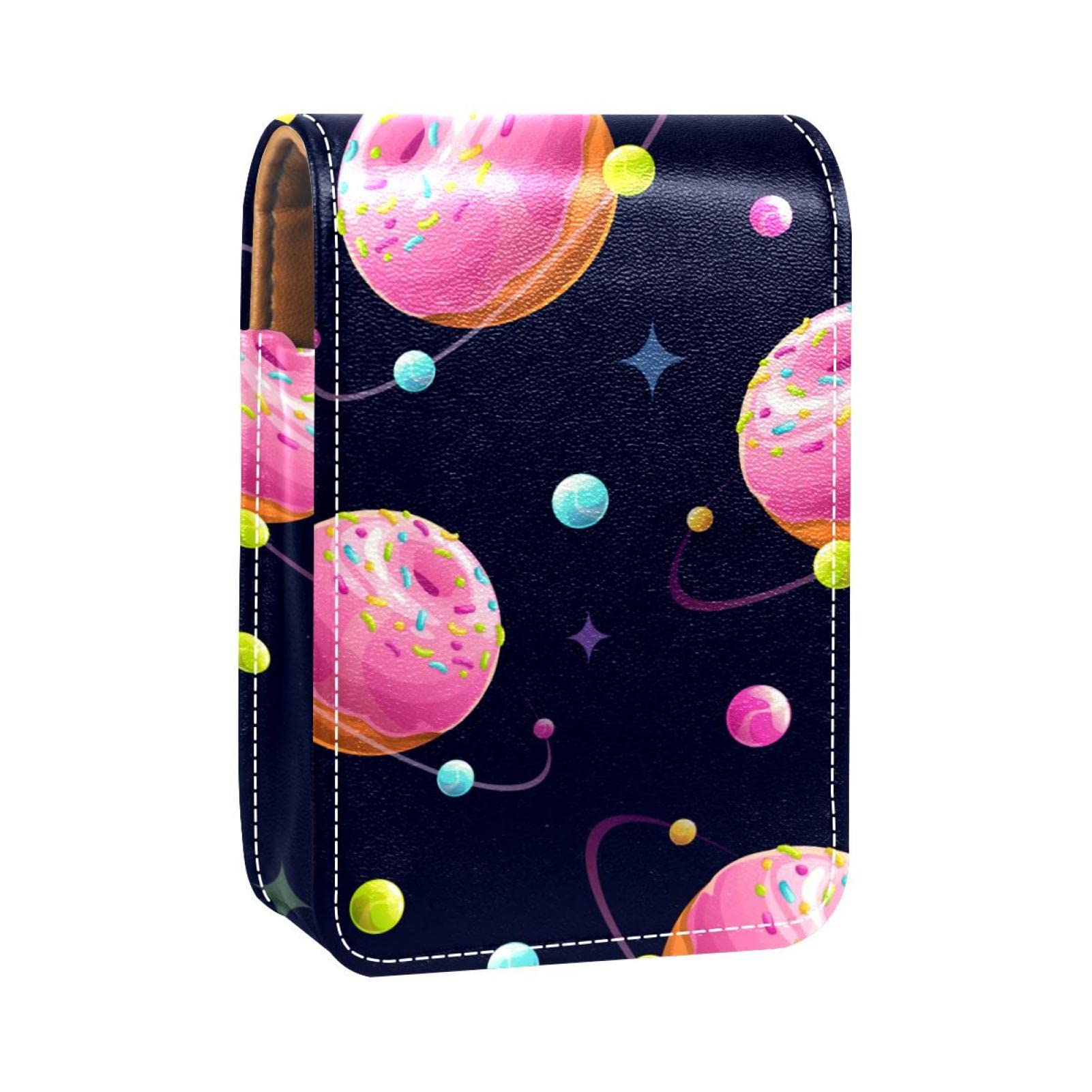 Personalized Lipstick Case - Portable Makeup Bag & Cosmetic Pouch Organizer for Lipsticks, Space Donut Planet Universe Design - Perfect for Travel, Daily Use & Gift Giving