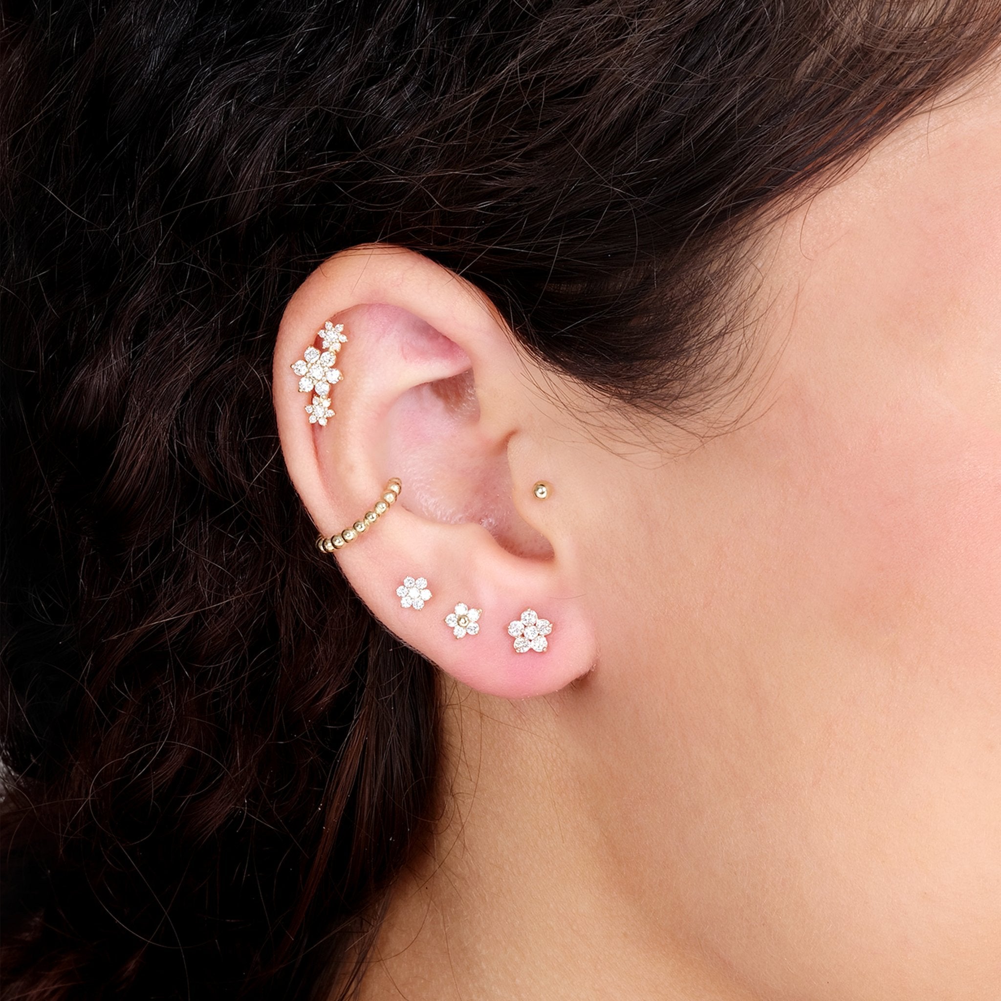 14K Solid Yellow Gold Bubble Beaded Hoop Earrings for Women - Elegant Dainty Everyday Jewelry for Gifts, Parties & Special Occasions