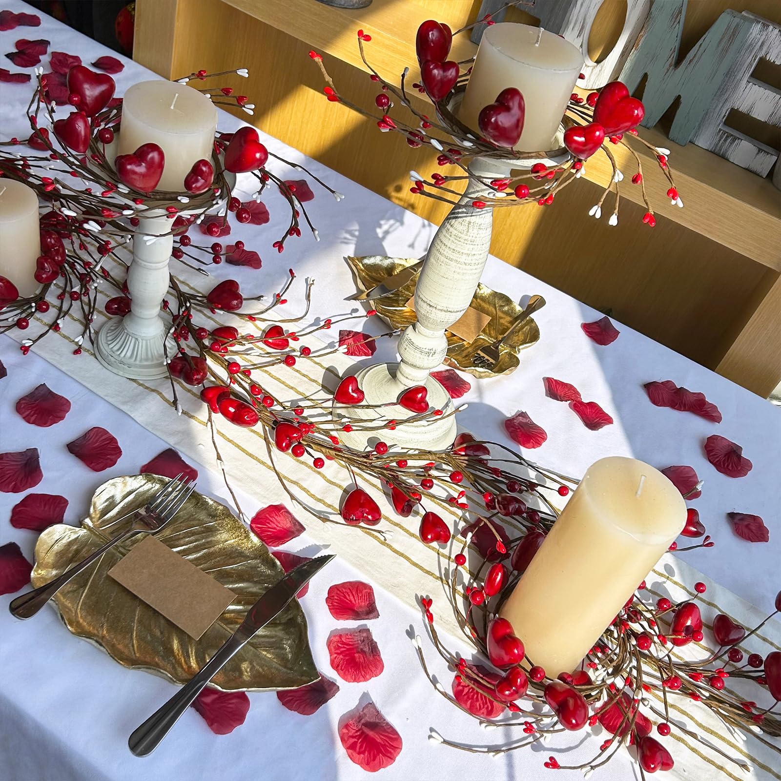 Winlyn 4-Piece Valentine's Day Candle Rings Set - 9.5