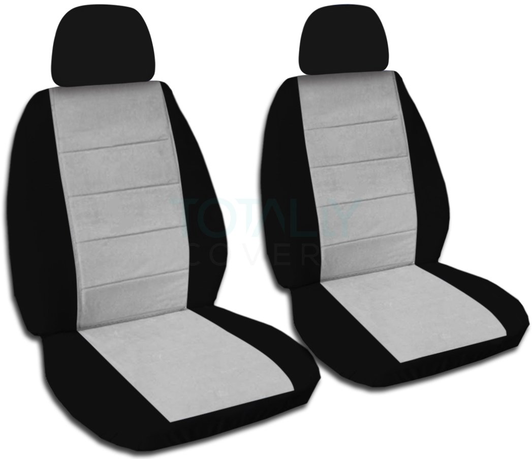 Premium Two-Tone Car Seat Covers Set with 2 Headrest Covers - Black & Gray Universal Fit for Cars, Trucks, Vans, RVs & SUVs (21 Color Options) - Perfect for Road Trips, Commuting & Vehicle Protection