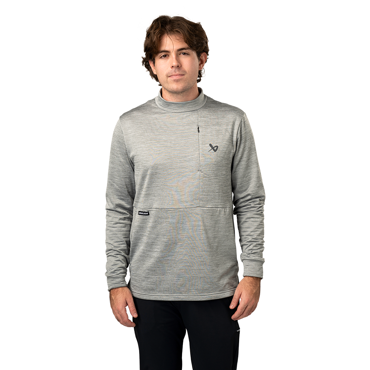 Bauer FLC Mock Neck Long Sleeve Shirt for Men - Comfortable Hockey Practice & Casual Wear - Senior Hockey Jersey for Training & Street Style