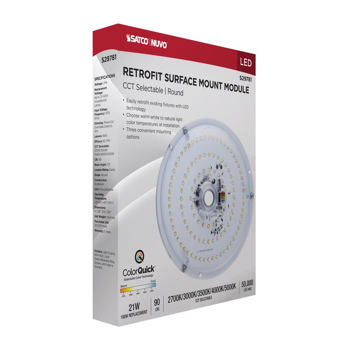 8 Inch Round Flush Mount LED Retrofit Kit - 1800 Lumens, Selectable CCT (3000K-5000K), 120V - Perfect for Kitchen, Bathroom & Closet Lighting Upgrade