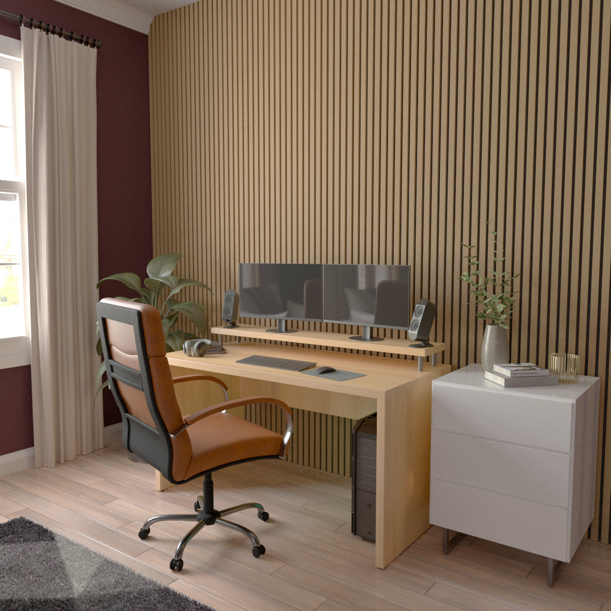 Acoustic Slat Wood Wall Panel - Natural Wood Soundproofing Panels for Home & Office - Traditional Slat Design for Modern & Rustic Interiors - Perfect for Living Rooms, Bedrooms, and Conference Rooms