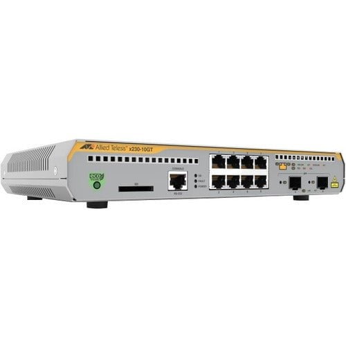 Allied Telesis x230 10GT Layer 3 Managed Switch - 8 Port Gigabit Ethernet (10/100/1000Base-T, 1000Base-X) with 2 SFP Slots | Rack Mountable & Desktop | Ideal for Small Business Networks, Data Centers & Office IT Infrastructure