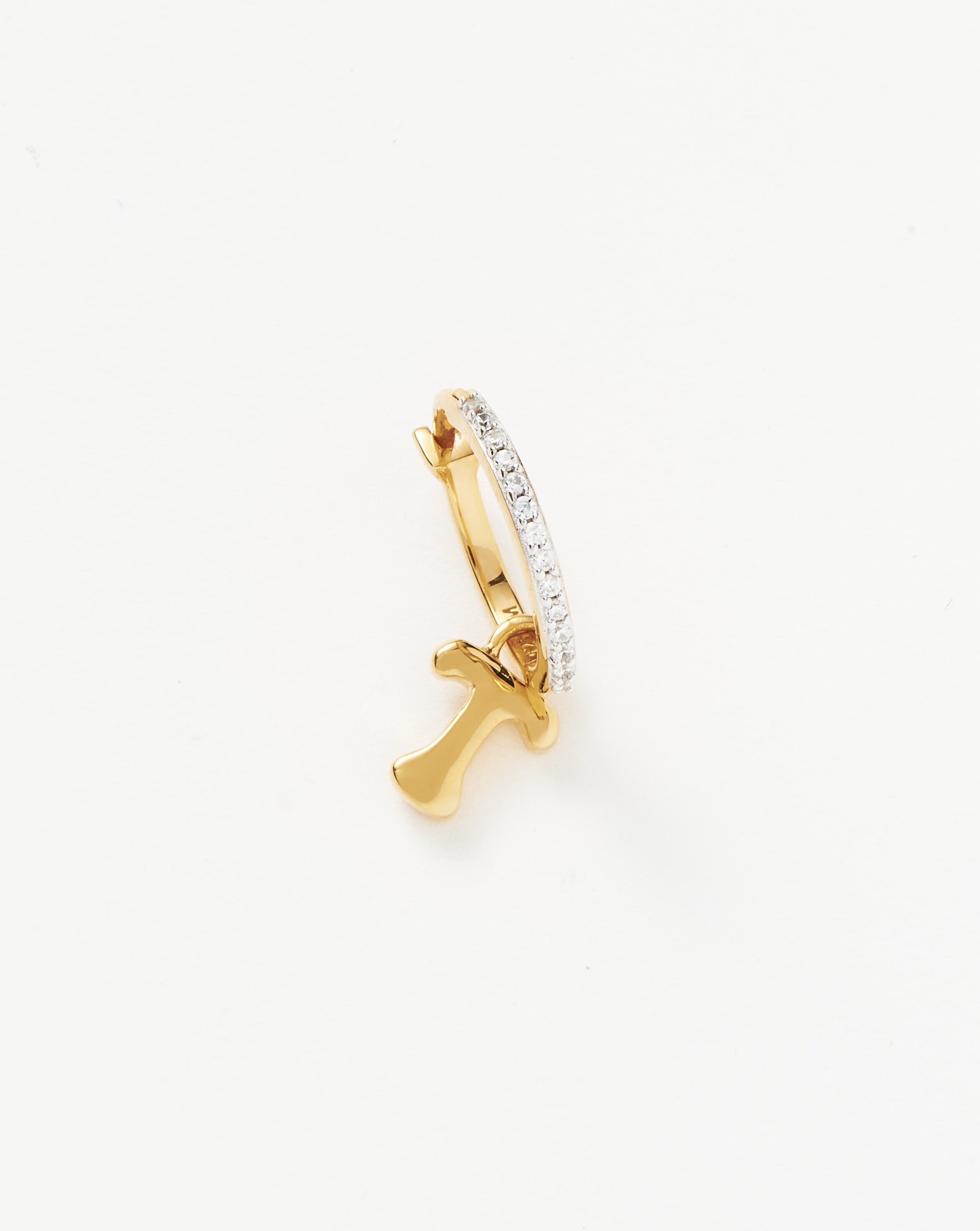 Personalized Initial Single Charm Hoop Earrings | 18k Gold Vermeil | Monogram Letter Jewelry for Women | Perfect Gift for Birthday, Anniversary & Everyday Wear