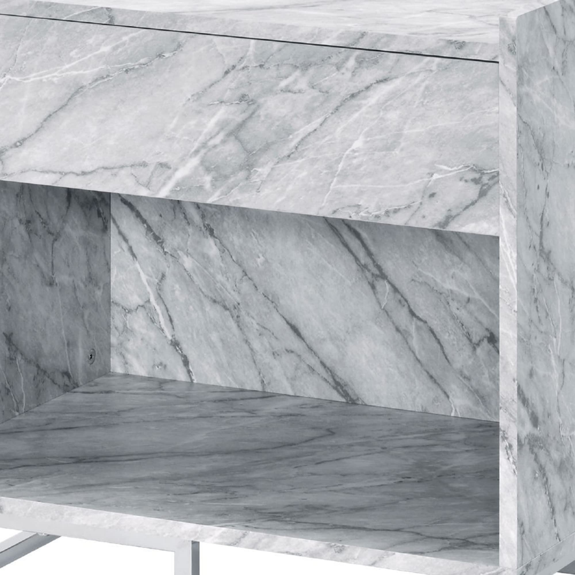 Benjara Faux Marble Accent Table - Chrome Finish Blue & Gold Side Table | Perfect for Living Room, Bedroom, or Office Decor