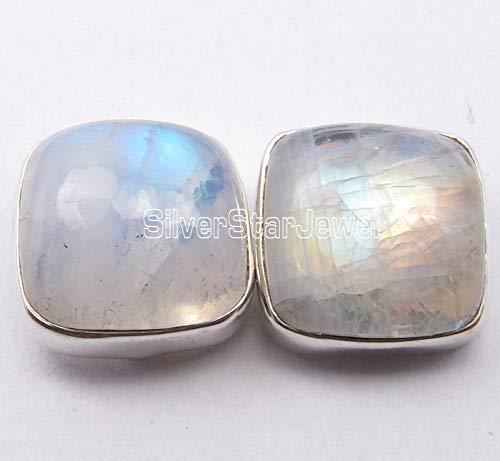 925 Sterling Silver 11mm Rainbow Moonstone Stud Earrings - 0.5 Inch, 5.0 Grams - Perfect for Holiday Gifts, Birthday Presents & Special Occasions