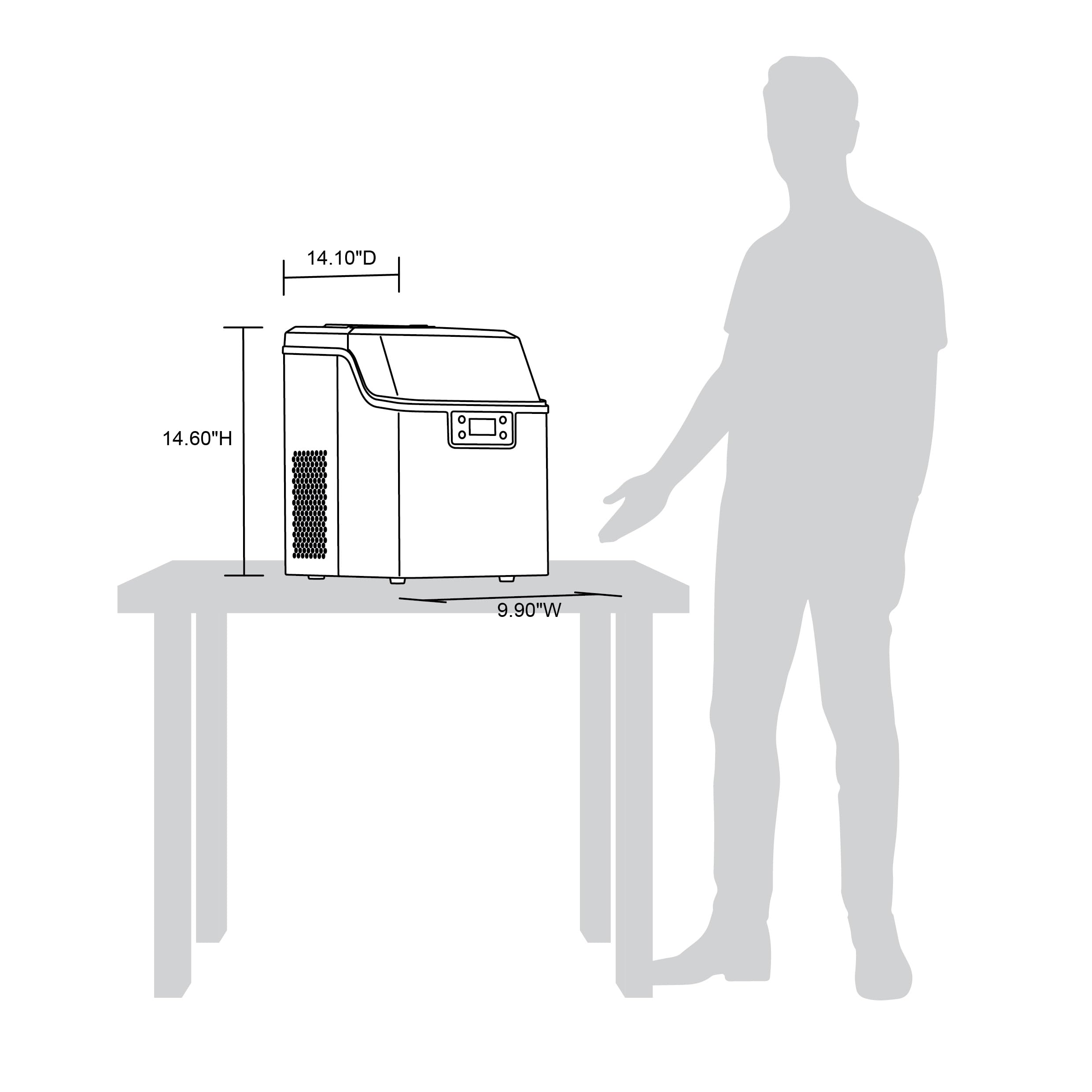 Newair 45lbs/Day Countertop Clear Ice Maker with Self-Cleaning & Adjustable Ice Thickness - Portable Ice Cube Machine with 24H Timer - Perfect for Home, Office, RV, Outdoor Bar & Parties - Stainless Steel Design