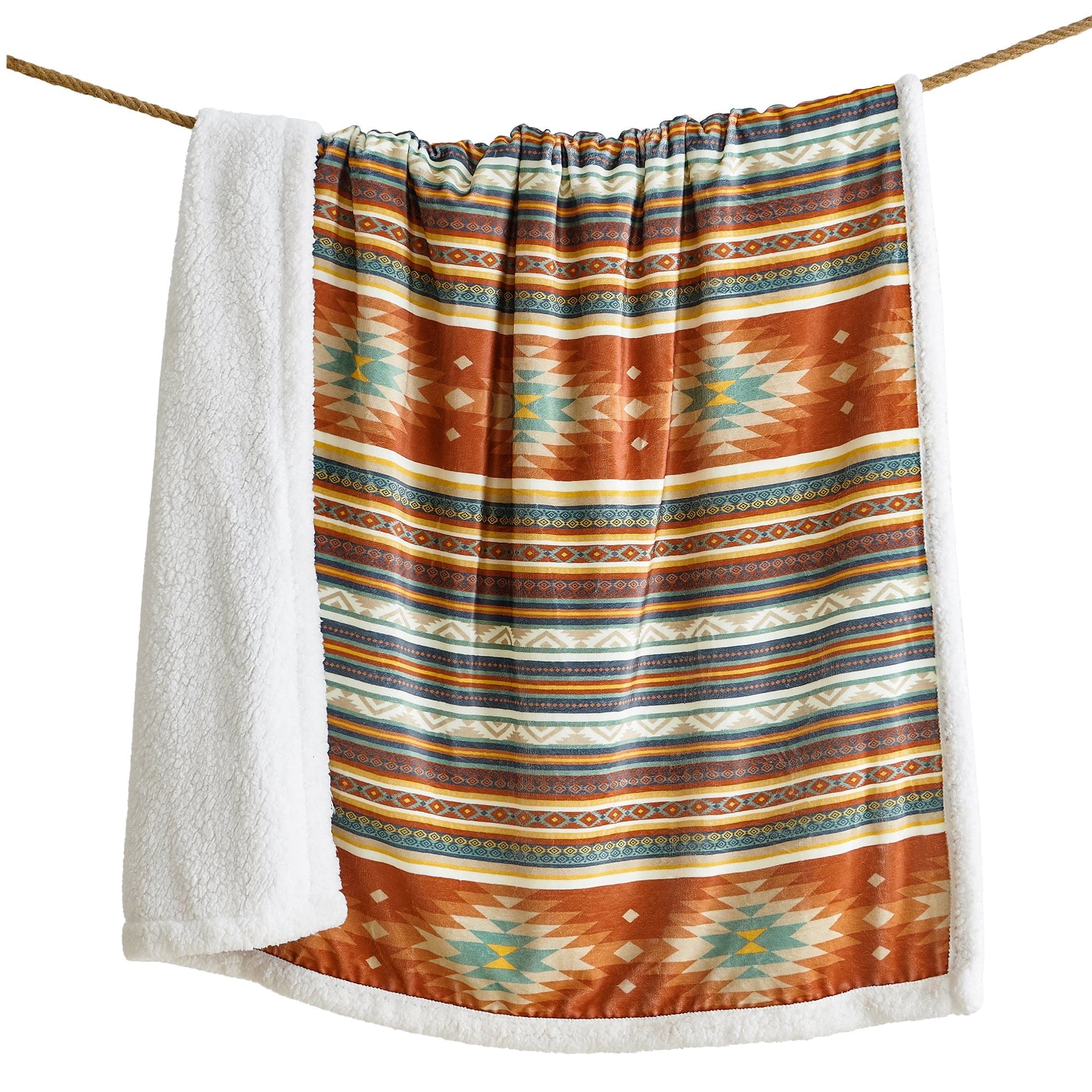 Del Sol Sherpa Campfire Sherpa Throw Blanket - Soft Cozy Flannel Plaid Outdoor Camping Picnic Travel Wrap for Cold Weather - Perfect for Camping, Hiking, and Home Use