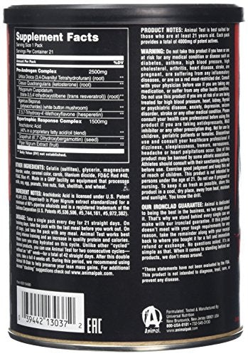 Animal Test Testosterone Booster Supplement - 21 Packs for Men's Muscle Growth & Energy | Gym Workout & Fitness Performance Enhancer