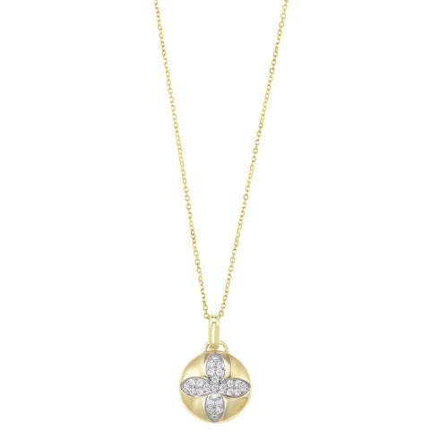 1/4ctw Diamond Flower Pendant Necklace in 14K Yellow Gold - Elegant Jewelry Gift for Women, Perfect for Weddings, Anniversaries & Special Occasions
