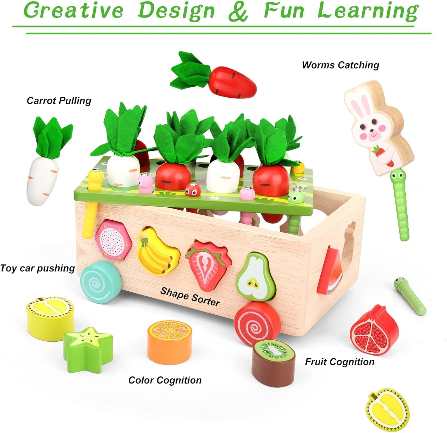 Montessori Wooden Toys for Toddlers 1-3 Years Old - Educational Learning Toys for 1 2 3 Year Old Boys & Girls - Easter Basket Stuffers & Birthday Gifts - Perfect for Early Childhood Development & Holiday Gifting