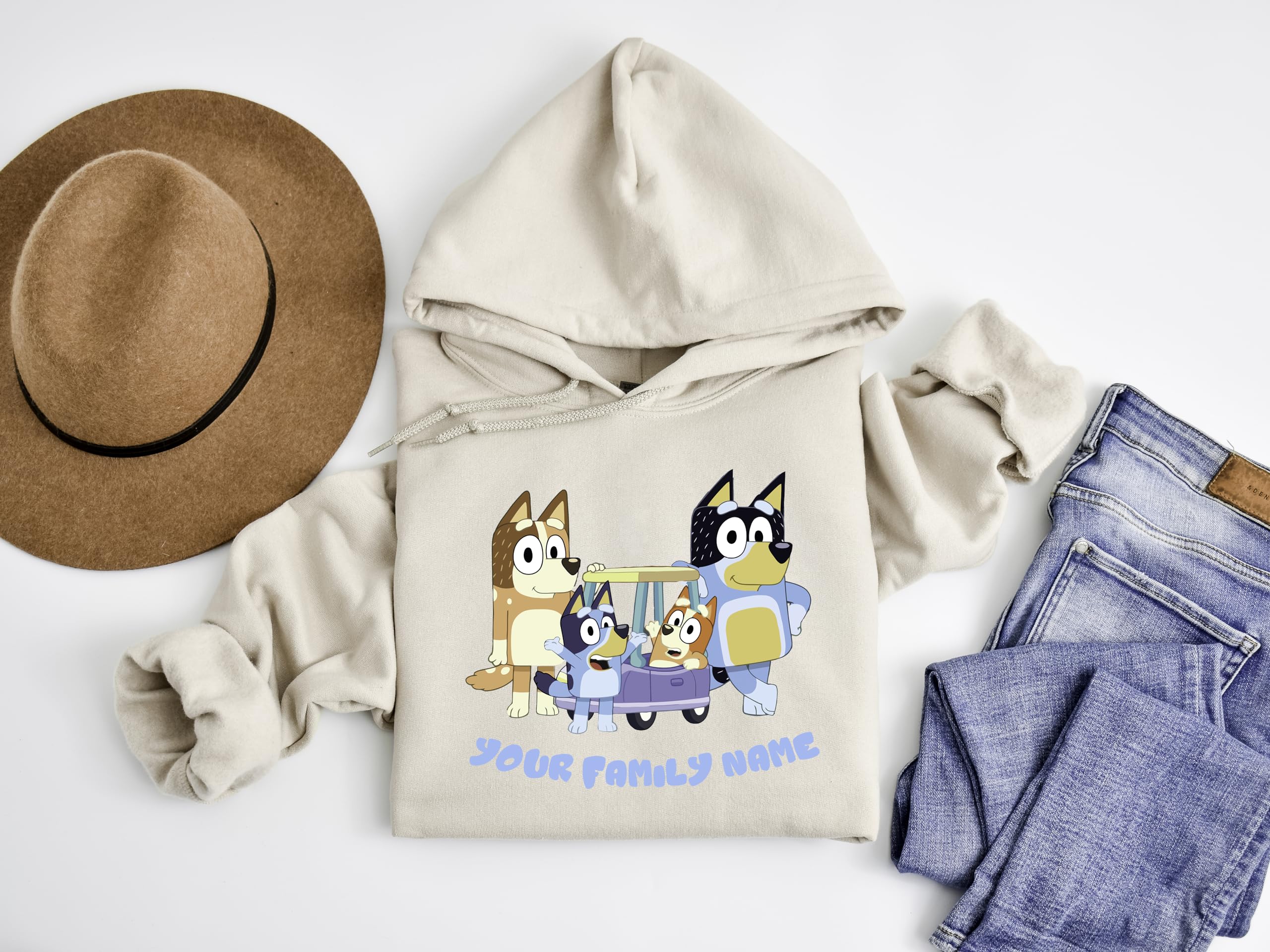 Custom Bluey Family Hoodies - Kids Birthday Party Outfits | Bluey Birthday Girl & Squad Hoodie for Team Celebrations | Perfect for Family Matching, Themed Parties & Group Photos