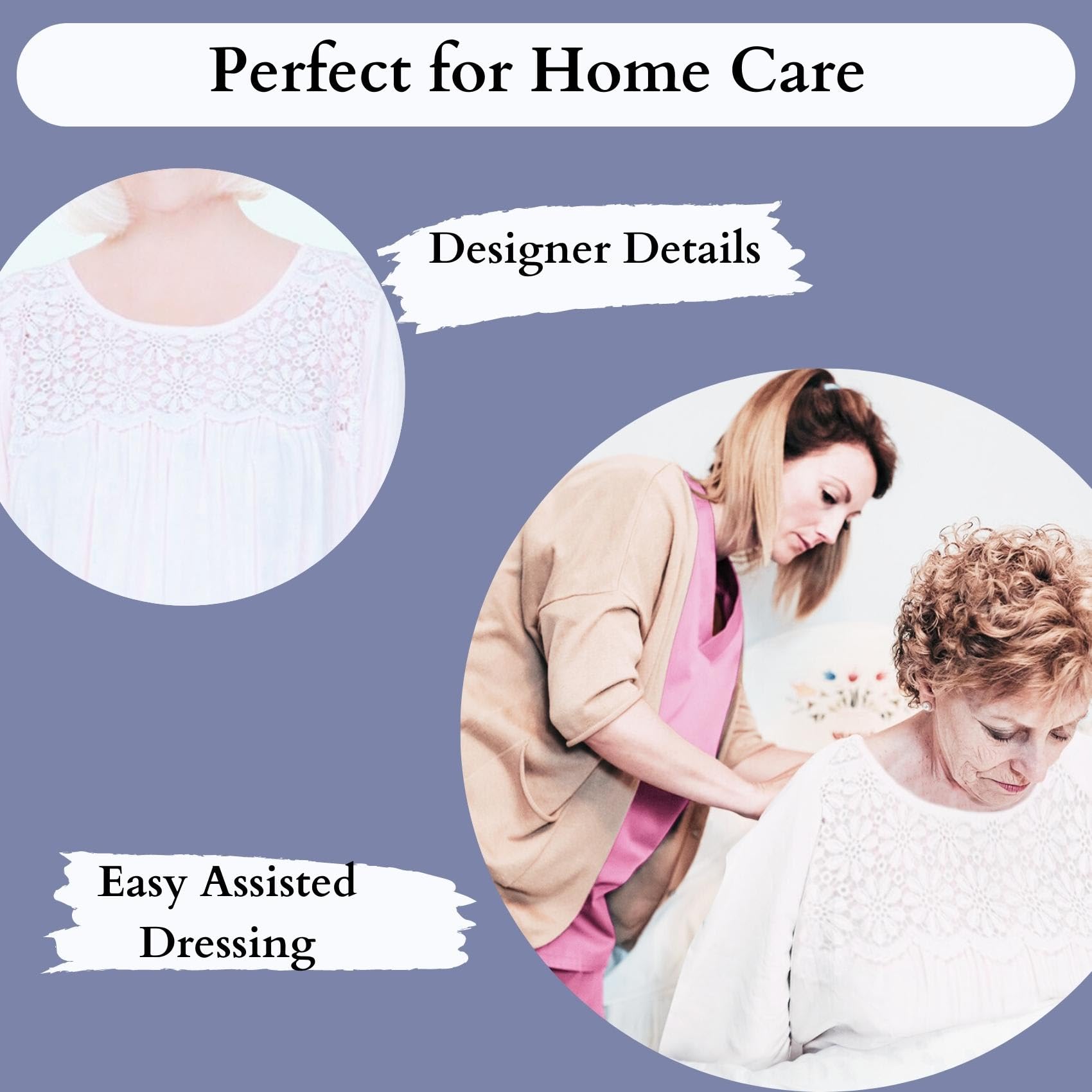 3-Pack Open Back Nightgown for Women - Cotton Long Sleeve Lace Nightgowns for Bedridden Patients - Comfortable Pink Nightwear (Size L-XL) | Perfect for Elderly Care, Hospital Recovery & Home Nursing