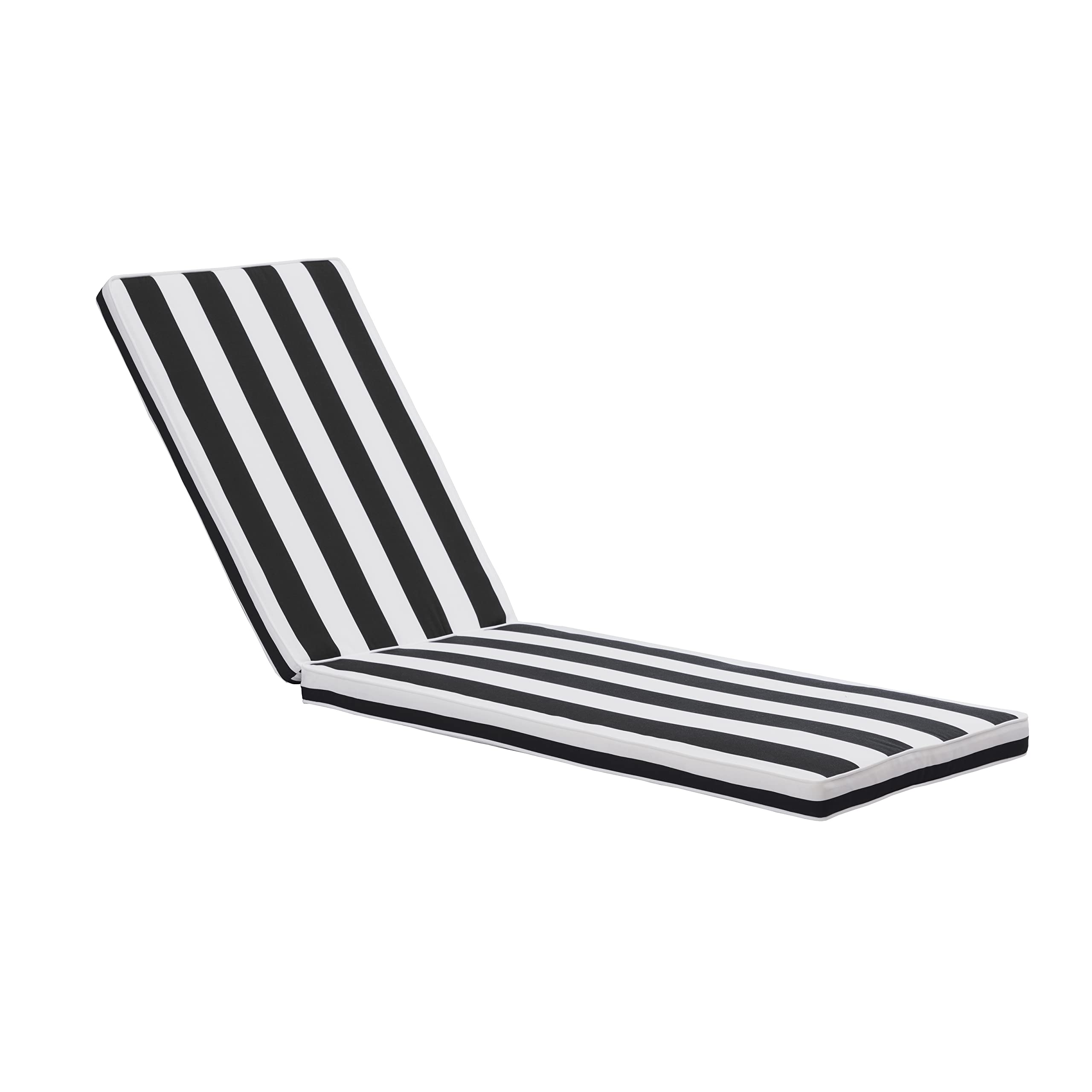 Outdoor Lounge Chair Cushion Replacement - Thick Comfortable Patio Furniture Seat Cushion for Chaise Lounge - Portable Reclining Cushion for Indoor/Outdoor Use - Perfect for Poolside, Deck, Garden & Patio Relaxation - Black & White
