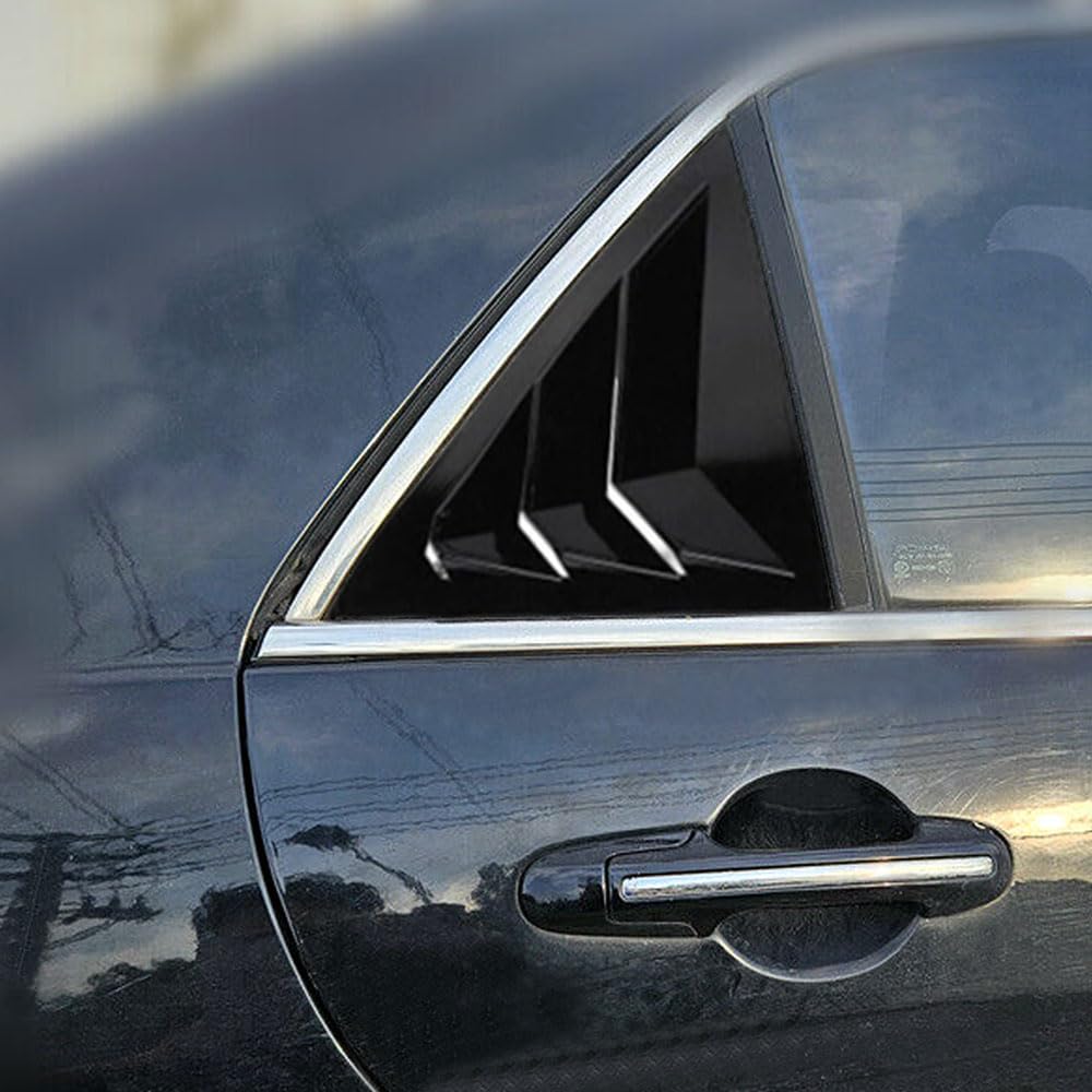 BOYOUS 2PCS ABS Plastic Car Side Air Vent Scoops for 2003-2007 Honda Accord 7th Gen - Sport Style Exterior Accessories - Rear Window Louvers (Bright Black) - Enhance Style & Aerodynamics for Street Racing & Custom Car Shows