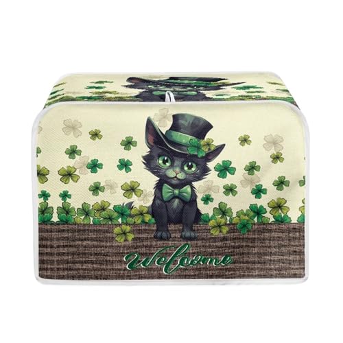 Black Cat Lucky Leaves-Green
