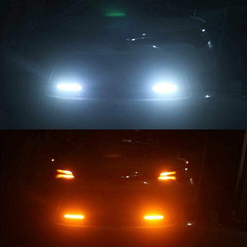 Universal Car Turn Signal Switch & Fog Lights Assembly with 12V LED Sequential Turn Signals - White/Amber Flashing Light Bar for Daytime & Night Running Lights - Perfect for Enhanced Visibility and Safety in All Driving Conditions
