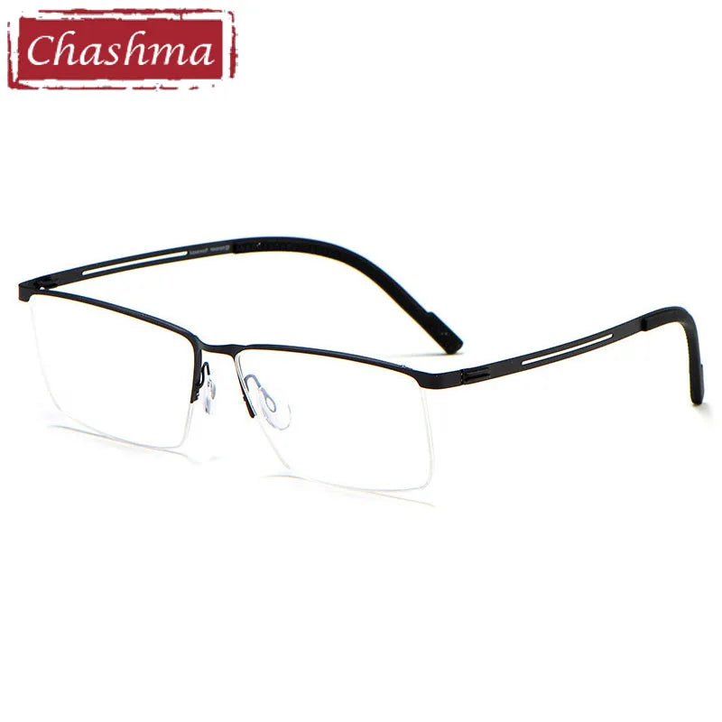 Stylish Men's Semi-Rim Square Brow Line Alloy Eyeglasses Frame 10129 - Perfect for Office, Reading & Fashion Accessories