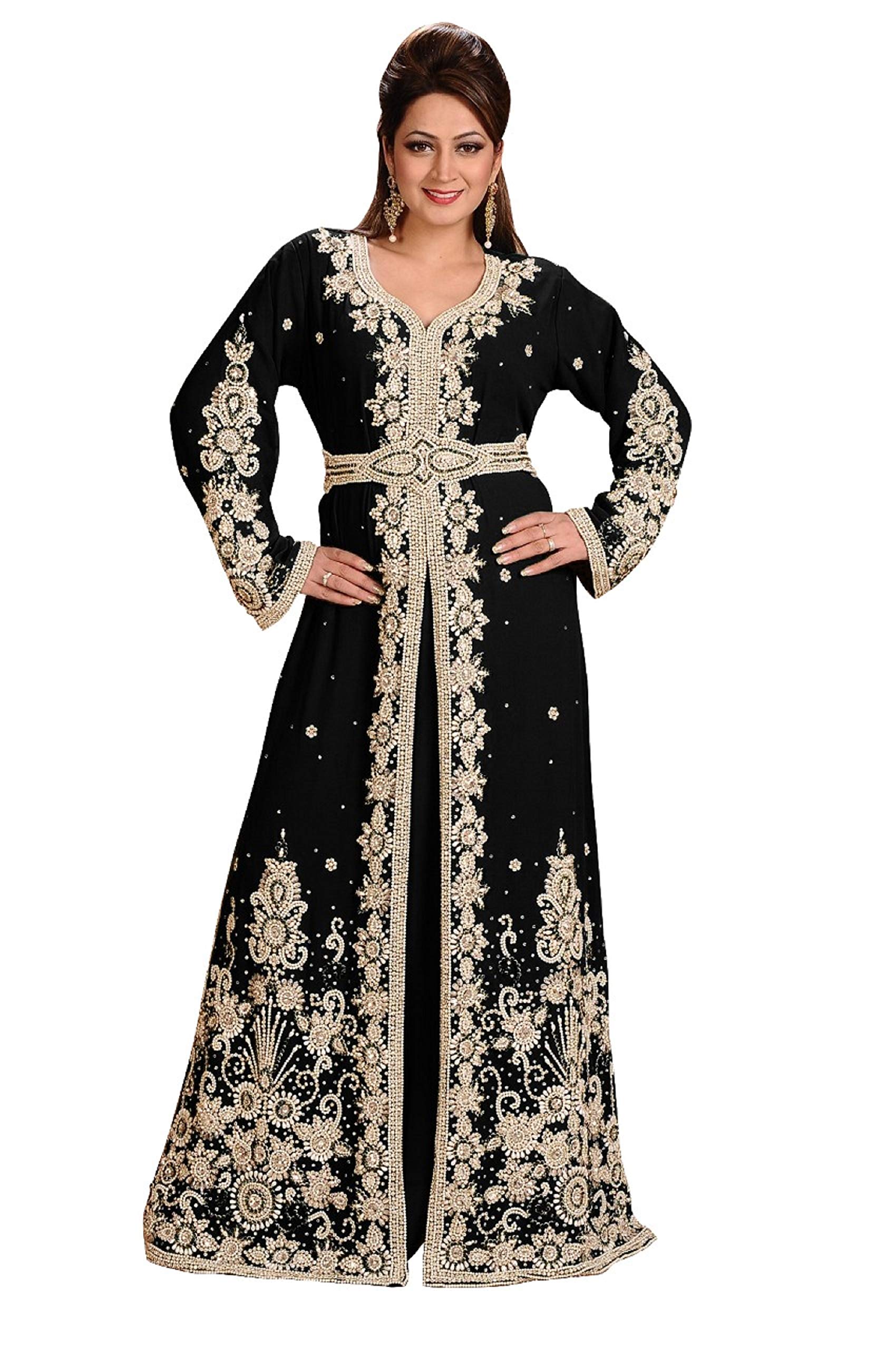 Elegant Kaftan Evening Gown - Women's Flowy Cocktail Dress for Parties, Weddings & Special Occasions | Plus Size Options Available
