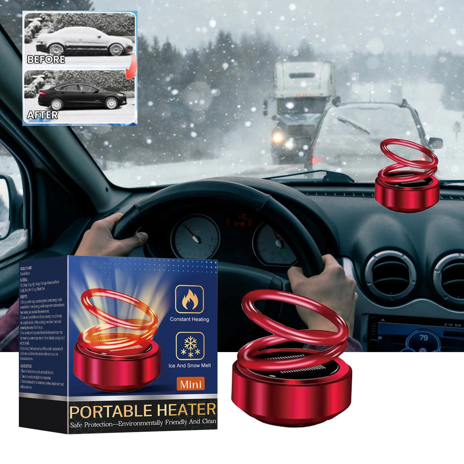 Portable Kinetic Molecular Heater - Fast Heating for Home, Office, and Car - Perfect for Winter, Camping, and Travel