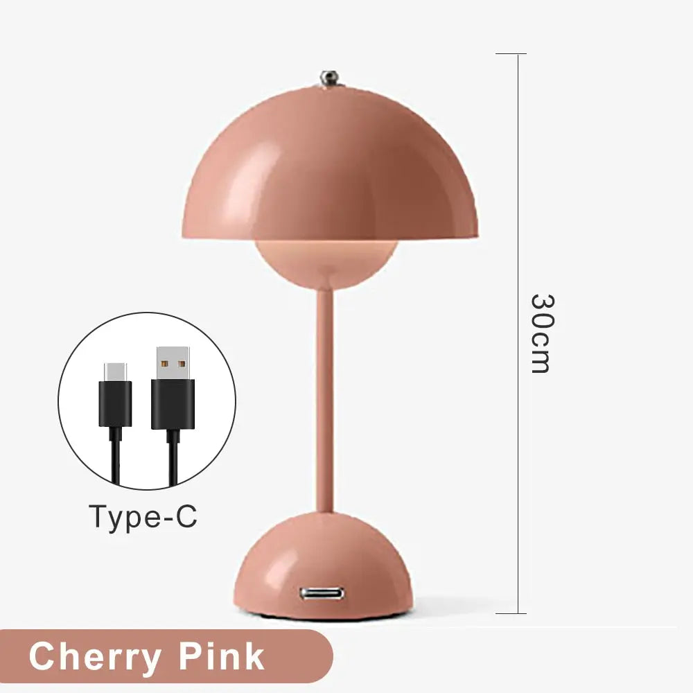 Rechargeable Mushroom LED Table Lamp - Portable Night Light for Bedroom, Nursery, Kids Room & Office Desk - Soft Warm White Light for Reading & Relaxation
