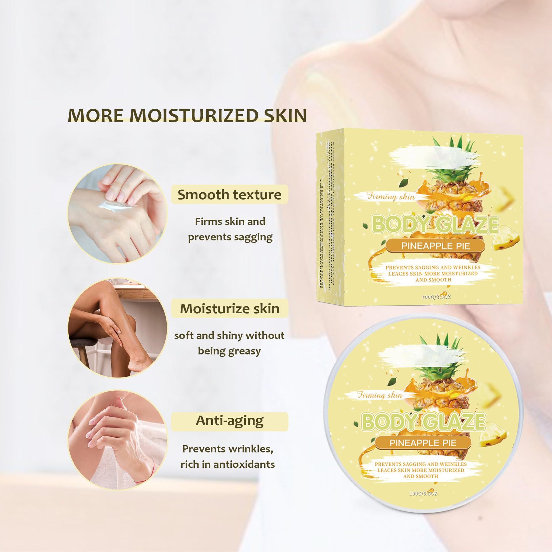 Body Glaze Body Butter Donut 3.5 oz - Deeply Moisturizing Cream for Dry Skin - Hydrating & Nourishing Body Butter for Women - Perfect for Daily Skincare & Post-Shower Hydration (E Set)