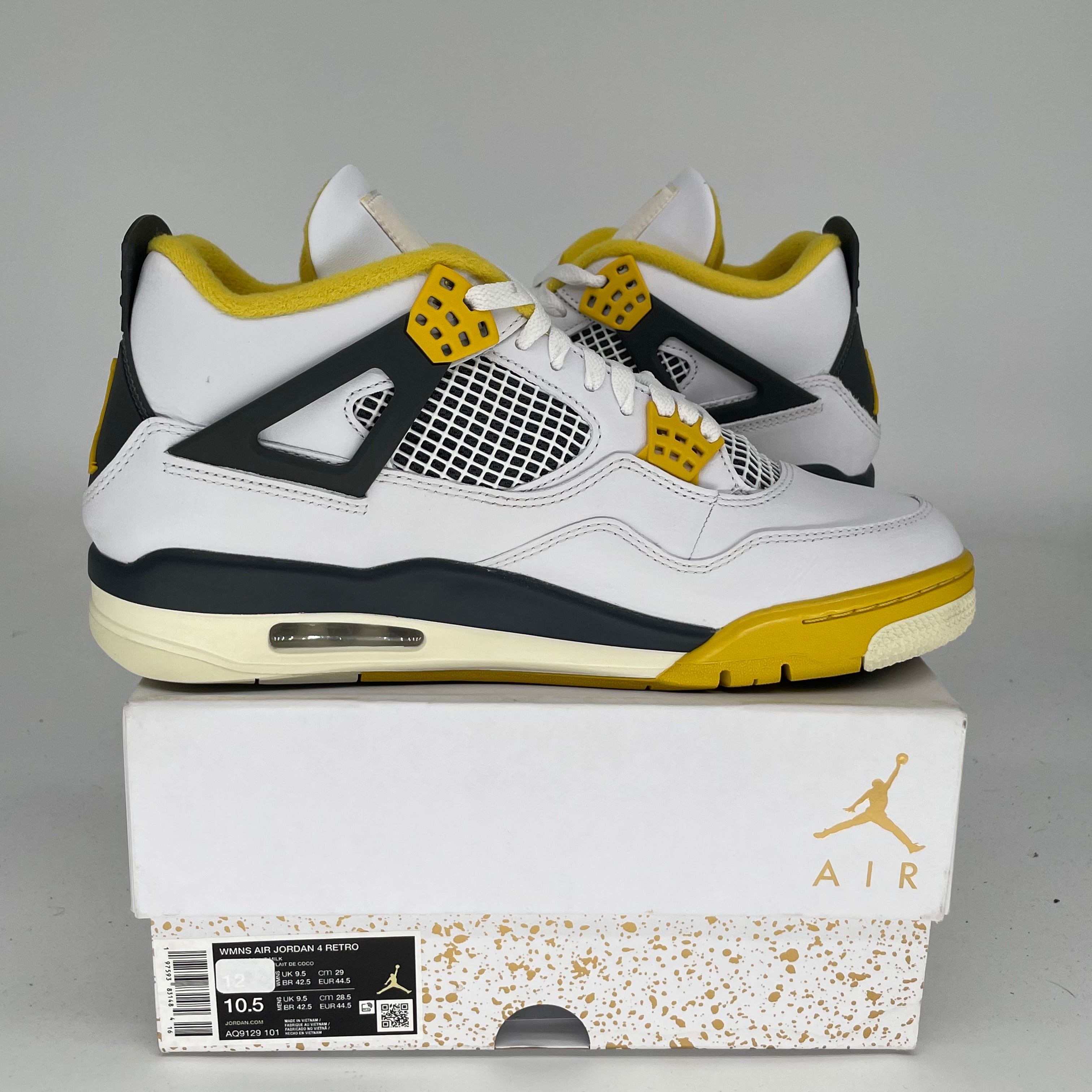 AIR JORDAN 4 VIVID SULFUR Women's Sneakers Size 10.5/12W AQ9129-101 - Retro Basketball Shoes for Women, Streetwear Fashion & Casual Wear