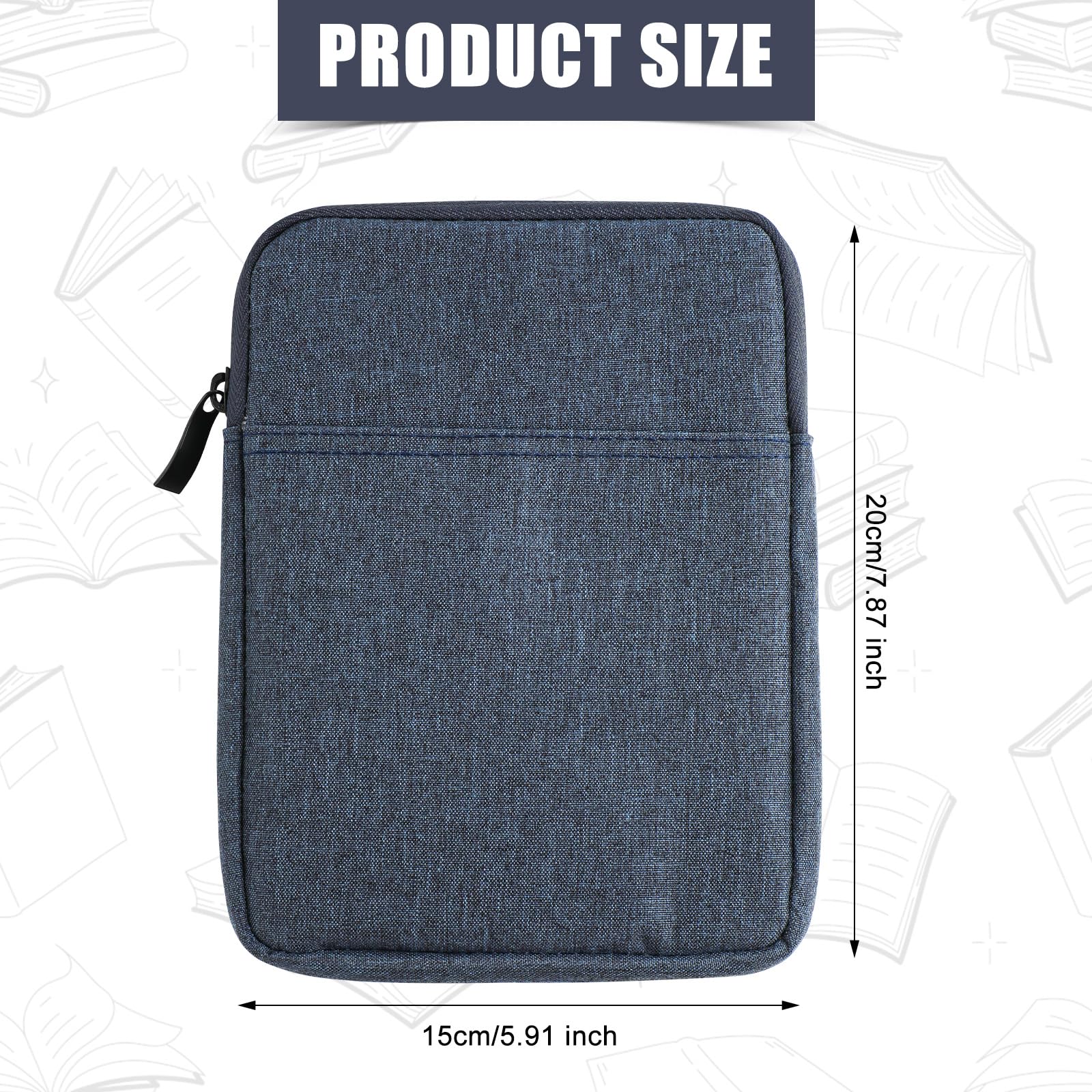 Premium 6-7 Inch Kindle E-Reader Sleeve Case - Waterproof Protective Cover Pouch for Kindle Paperwhite/Oasis/Fire Tablet - Navy Blue - Perfect for Travel, Commuting & Home Reading Protection
