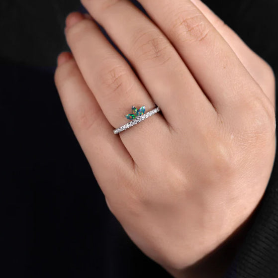 Exquisite Marquise Black Fire Ethiopian Opal Statement Ring for Weddings & Special Occasions | Elegant Jewelry Gift for Brides & Fashion Lovers