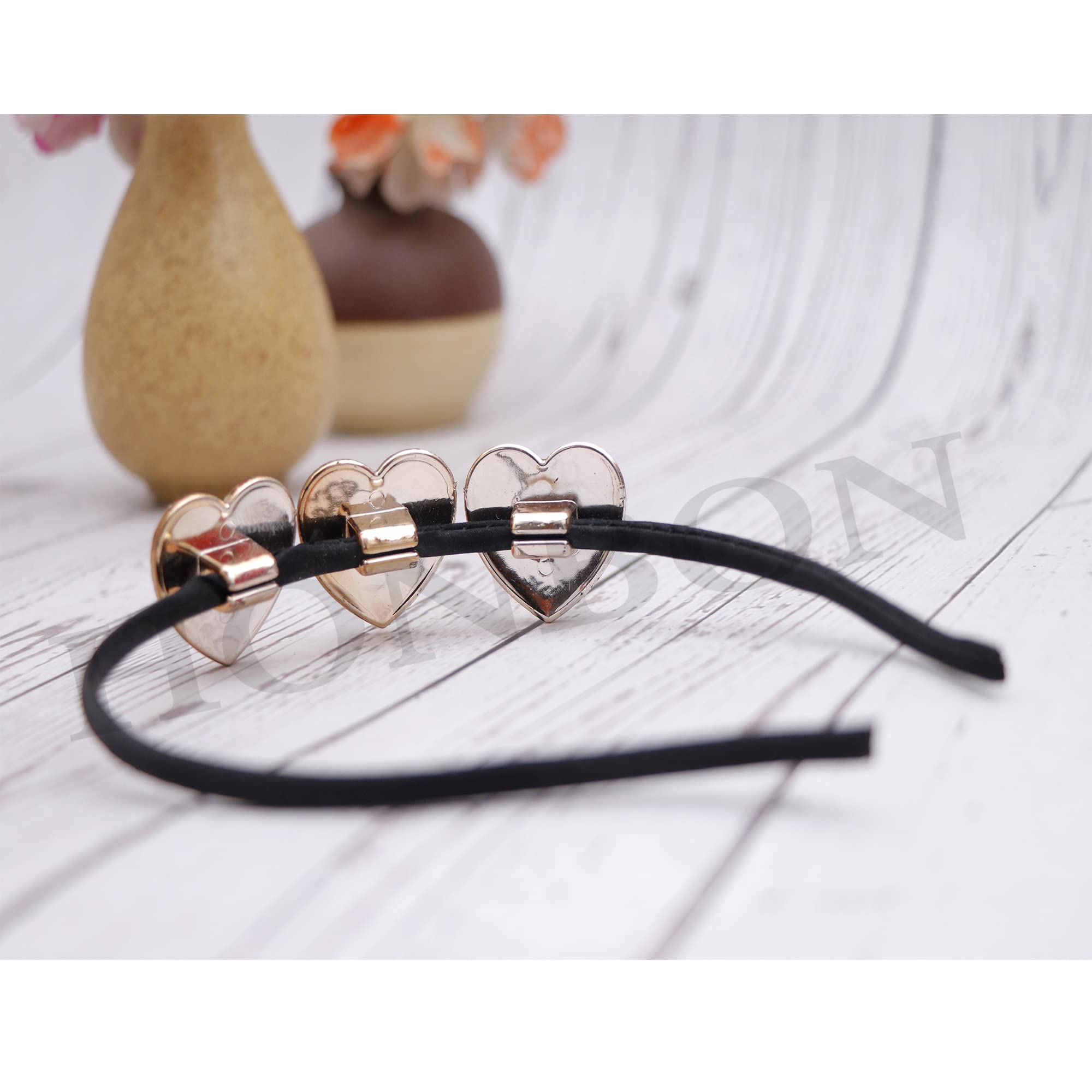 Golden & White Rhinestone Pearl Headband for Women - Elegant Wedding Hair Hoop with Heart Shape Design - Bridal Hair Accessories for Girls & Women (Pack of 2) - Perfect for Weddings, Parties & Special Occasions