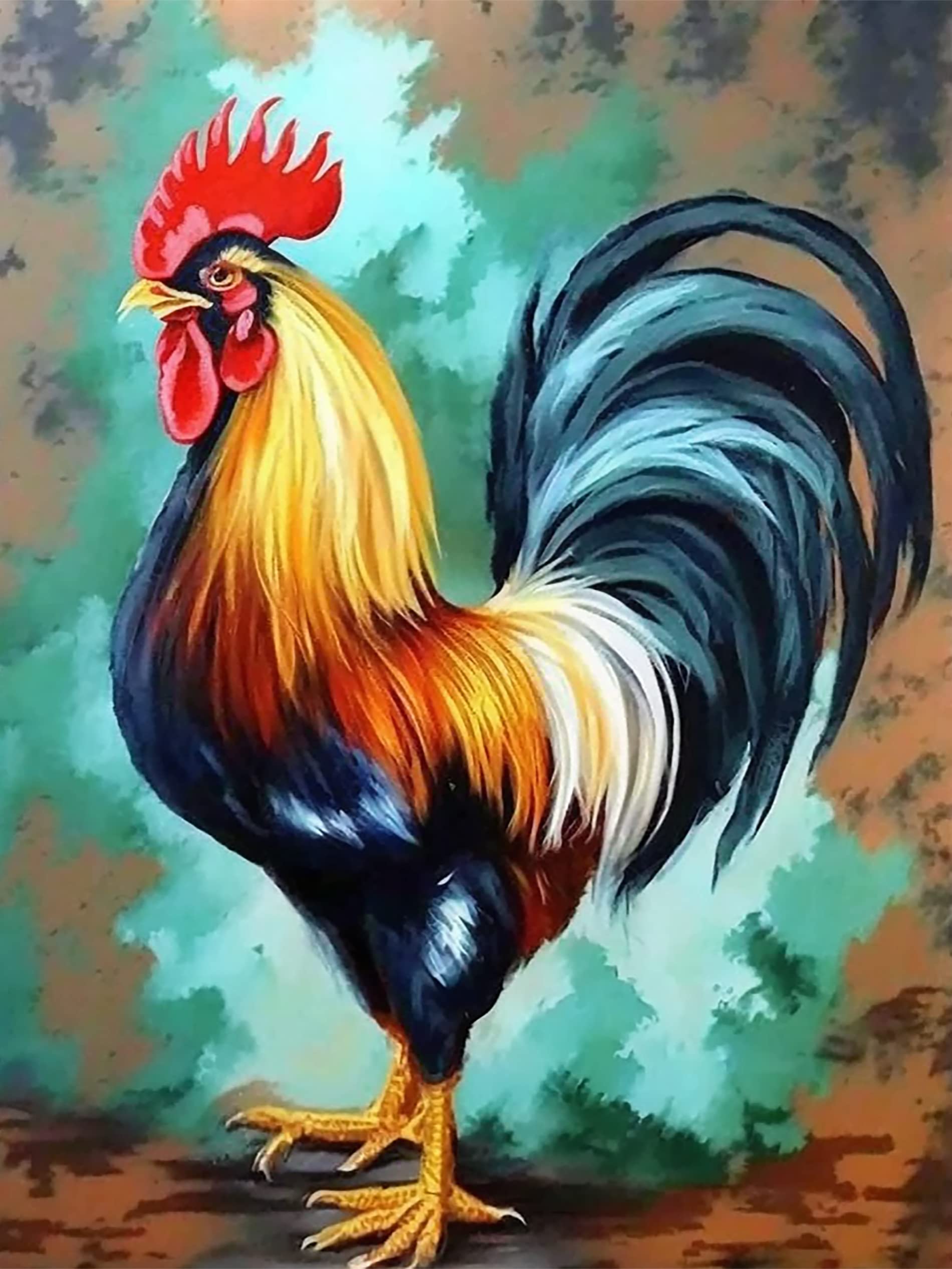 5D Diamond Painting Kit for Adults - Rooster Cock Animal Art, Full Drill Round Rhinestone Canvas Craft (12x16 Inch) | DIY Home Wall Decor, Relaxing Hobby Gift for Women & Men | Perfect for Living Room, Bedroom, Office Decoration