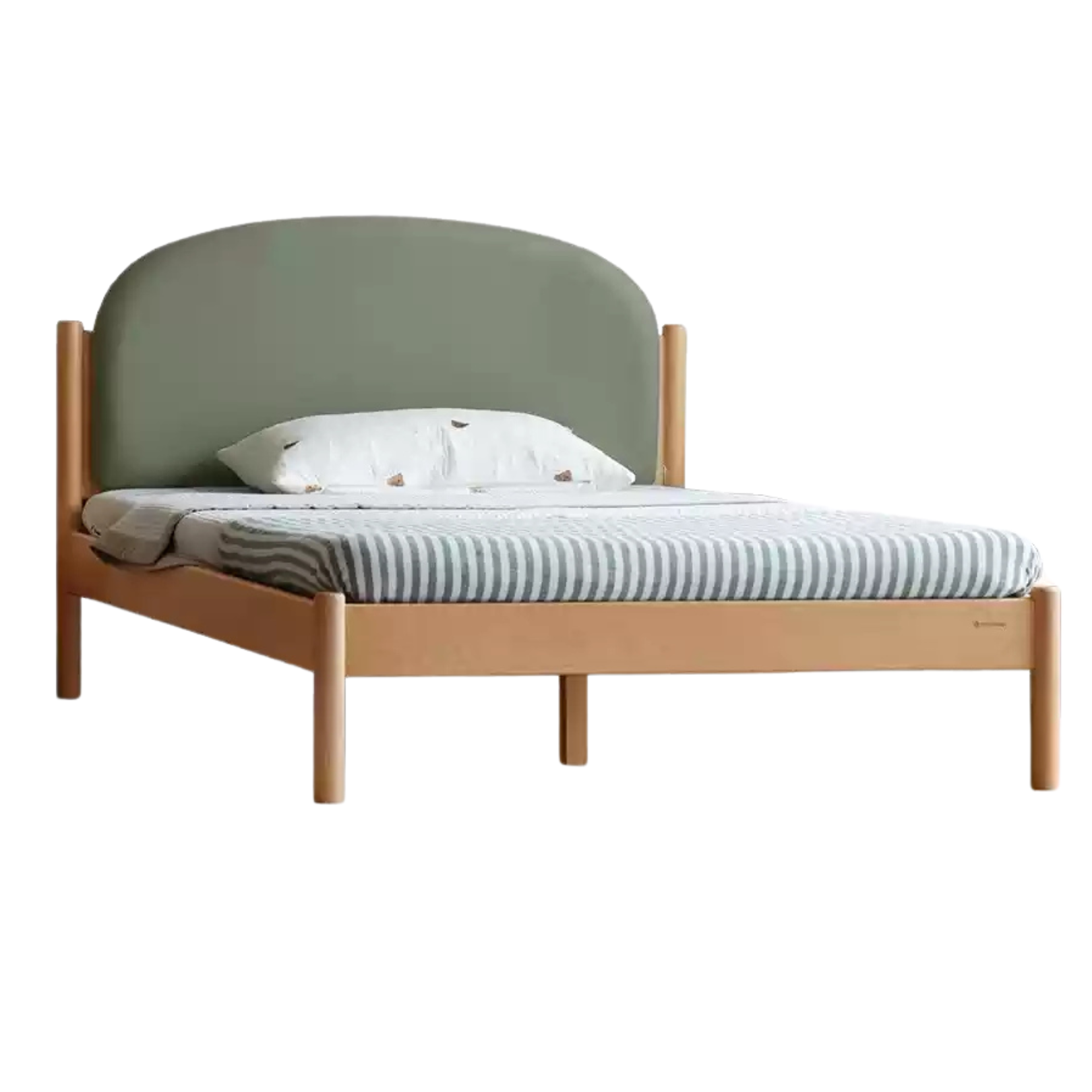 Organic Solid Wood Children's Bed - Birch & Beech Frame with Premium Leather Accents | Safe, Non-Toxic Toddler Bed for Nursery, Bedroom & Montessori Rooms