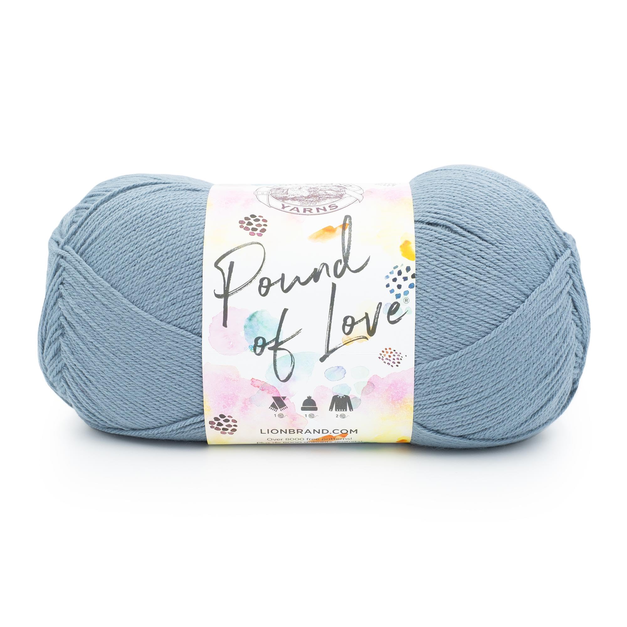 Lion Brand Yarn Pound of Love Yarn - 1 Pack, Cadet Blue - Soft & Durable Acrylic Yarn for Knitting & Crocheting - Perfect for Blankets, Scarves, and DIY Crafts