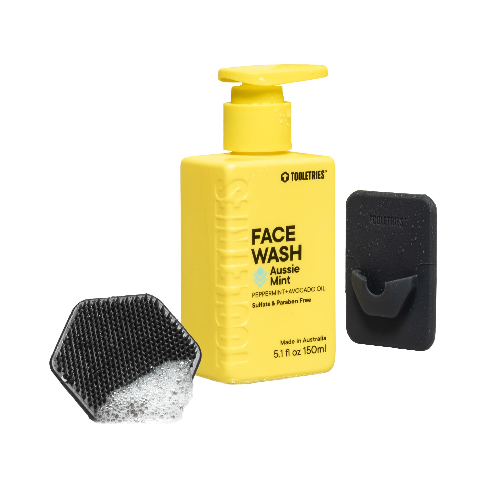 Tooletries Silicone Face Scrubber & Storage Holder - Gentle Exfoliating Facial Cleanser for Men, Hydrating Face Wash Kit - Perfect for Daily Skincare Routine, Travel & Shower Essentials