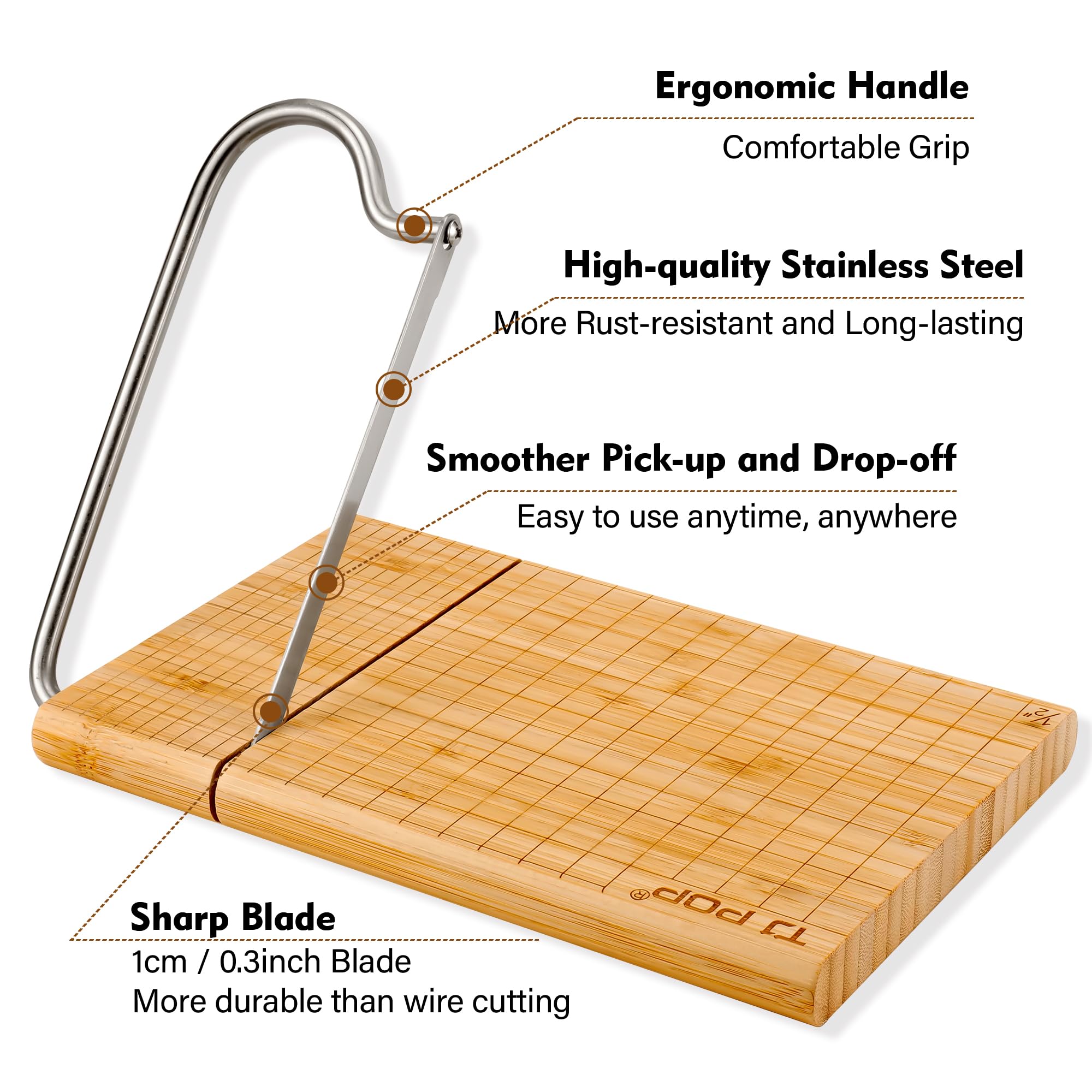 Premium Bamboo Cheese Board with Stainless Steel Blade - 10