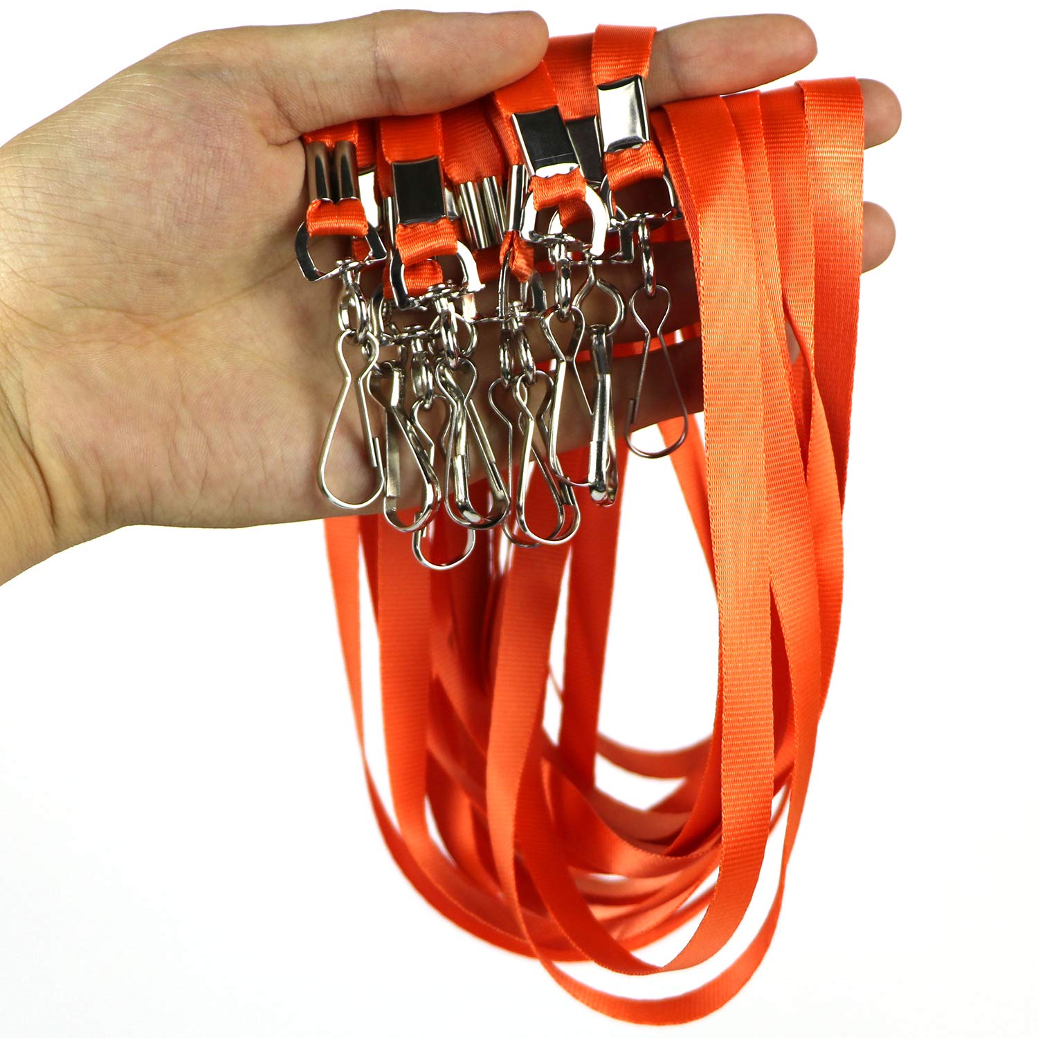Premium Nylon Lanyards for ID Badges - 50 Pack (Orange) - Office, School & Cruise Use