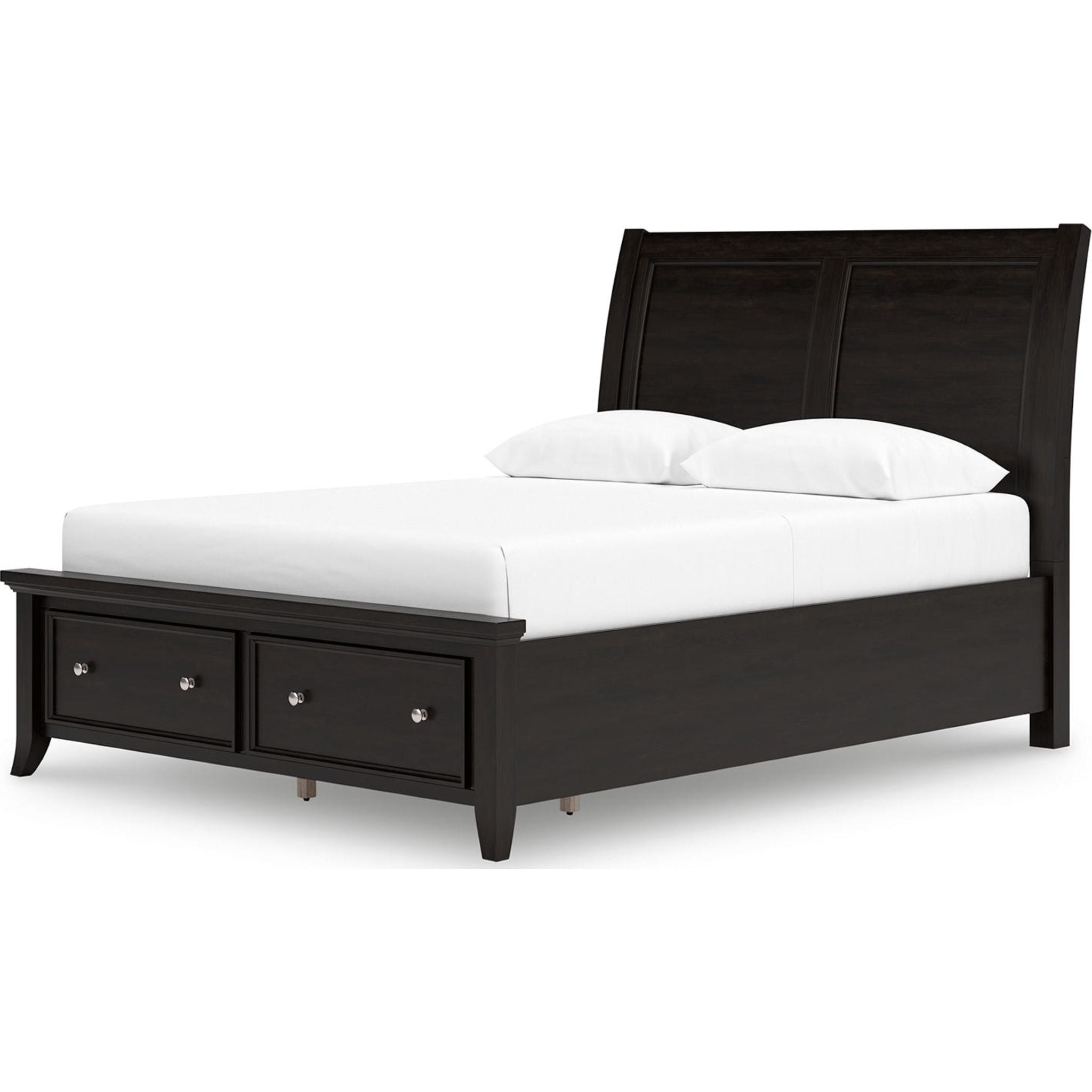 Bambori Exclusive 5-Piece Sleigh Bedroom Set - Queen Size Bed Frame, Nightstand & Dresser - Elegant Solid Wood Bedroom Furniture for Master Bedroom Decor