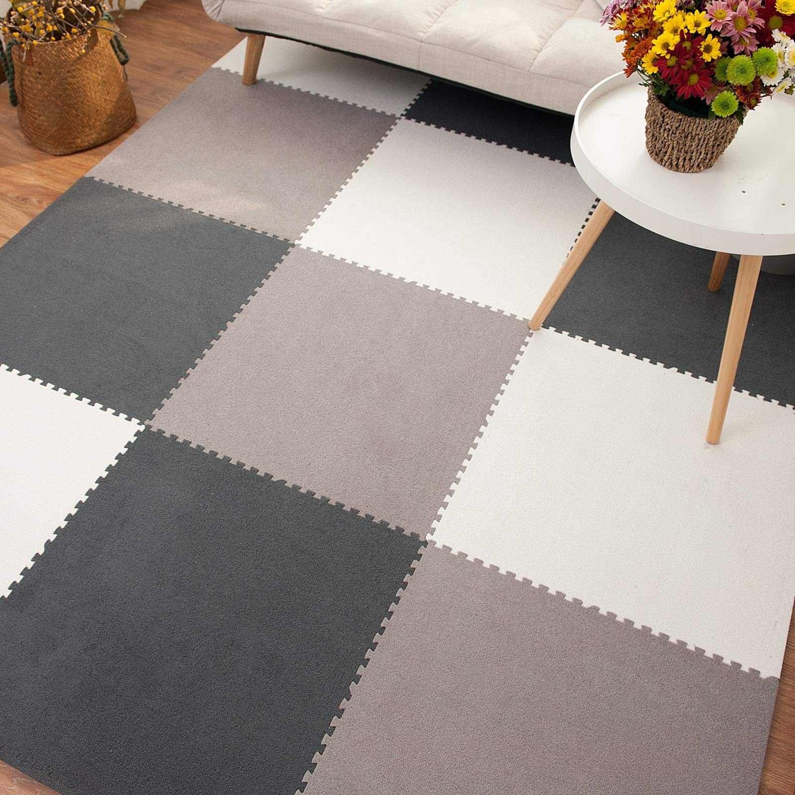 Non-Toxic Interlocking Foam Floor Tiles for Kids - 8-Piece Puzzle Play Mat Set (60x60x0.6cm) - Soft Gym Mats for Baby Crawling, Toddler Playroom & Home Gym - B Color - ALGFree Safety Certified