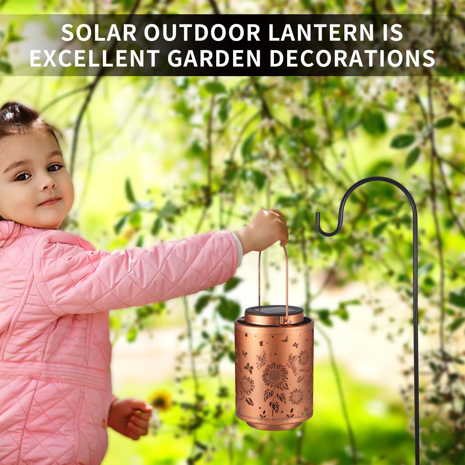 2 Pack Solar Outdoor Lanterns - Waterproof LED Garden Lights with Sunflower & Butterfly Design, Perfect for Patio, Yard, Pathway Decor - Ideal Gift for Women, Mom, Grandma - Great for Outdoor Parties, Weddings & Evening Ambiance