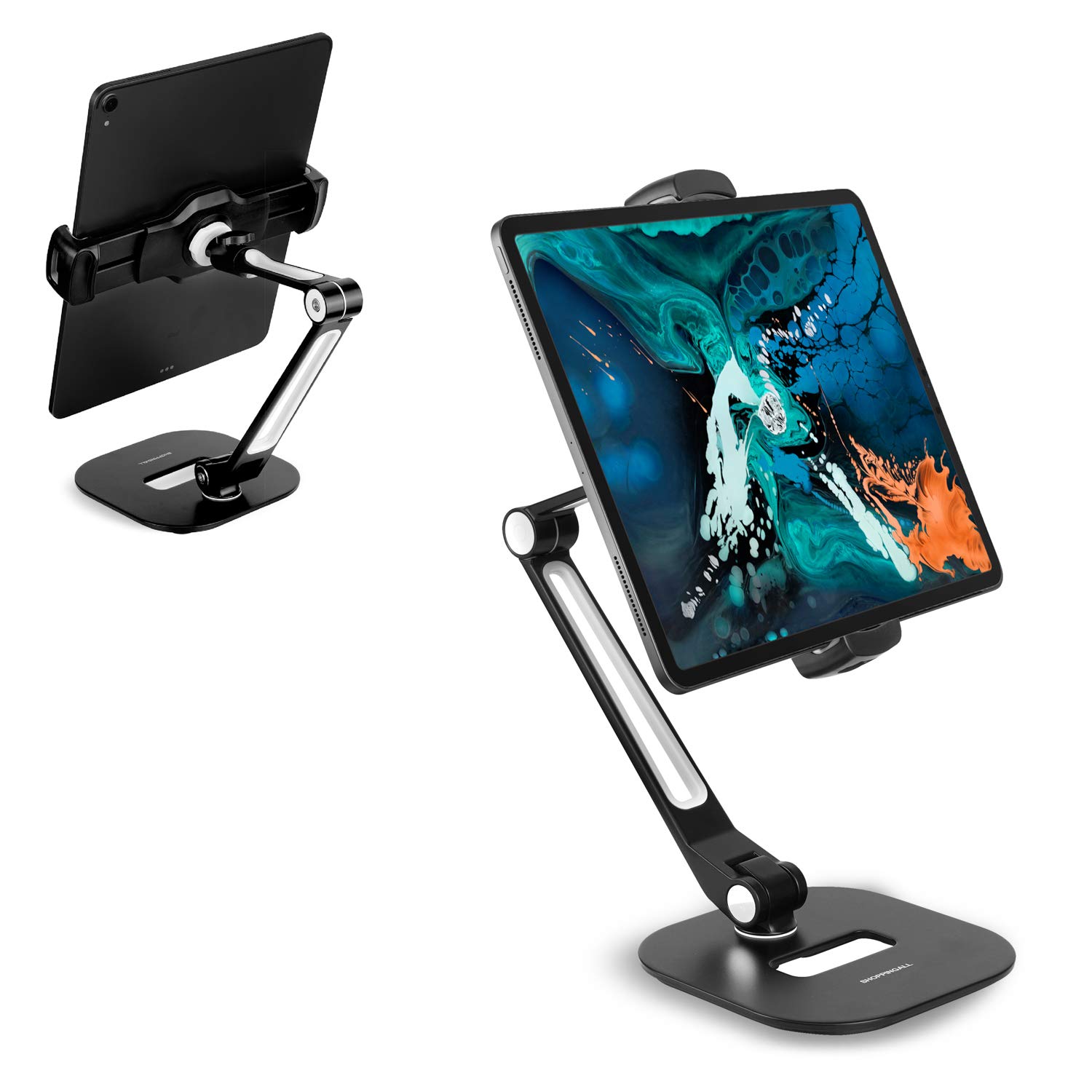 Adjustable Tablet Stand & Swivel Desk Mount Holder for iPad, Samsung, Smartphones 4.7-12.9 Inch - SA-205D Black | Perfect for Home Office, Kitchen, Bedroom & Travel Use