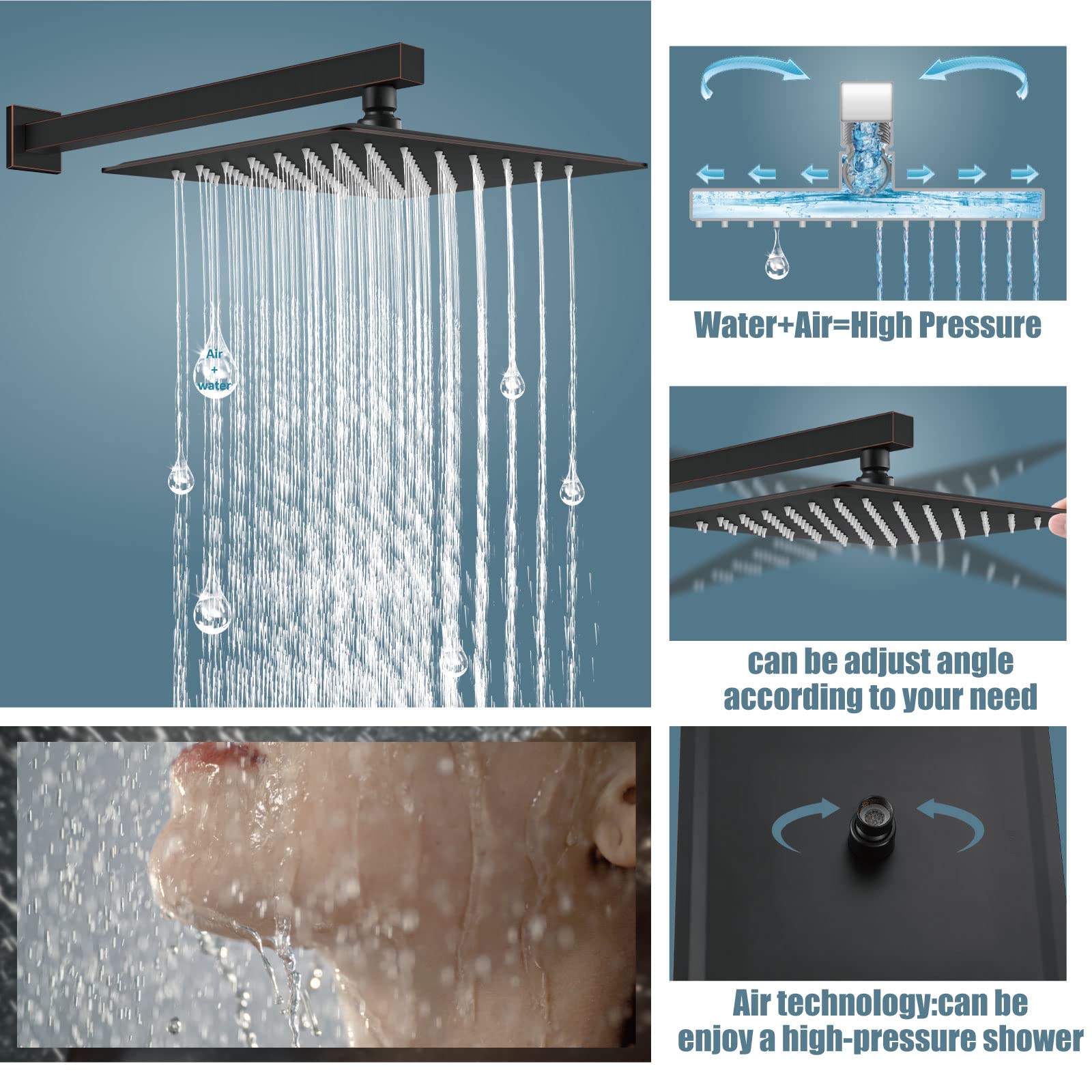 Aolemi 10 Inch Wall Mount Shower Faucet Set - Oil Rubbed Bronze Rain Shower System with Handheld Spray, Rough-in Valve & Trim Kit | Bathroom Shower Combo for Luxurious Spa Experience at Home